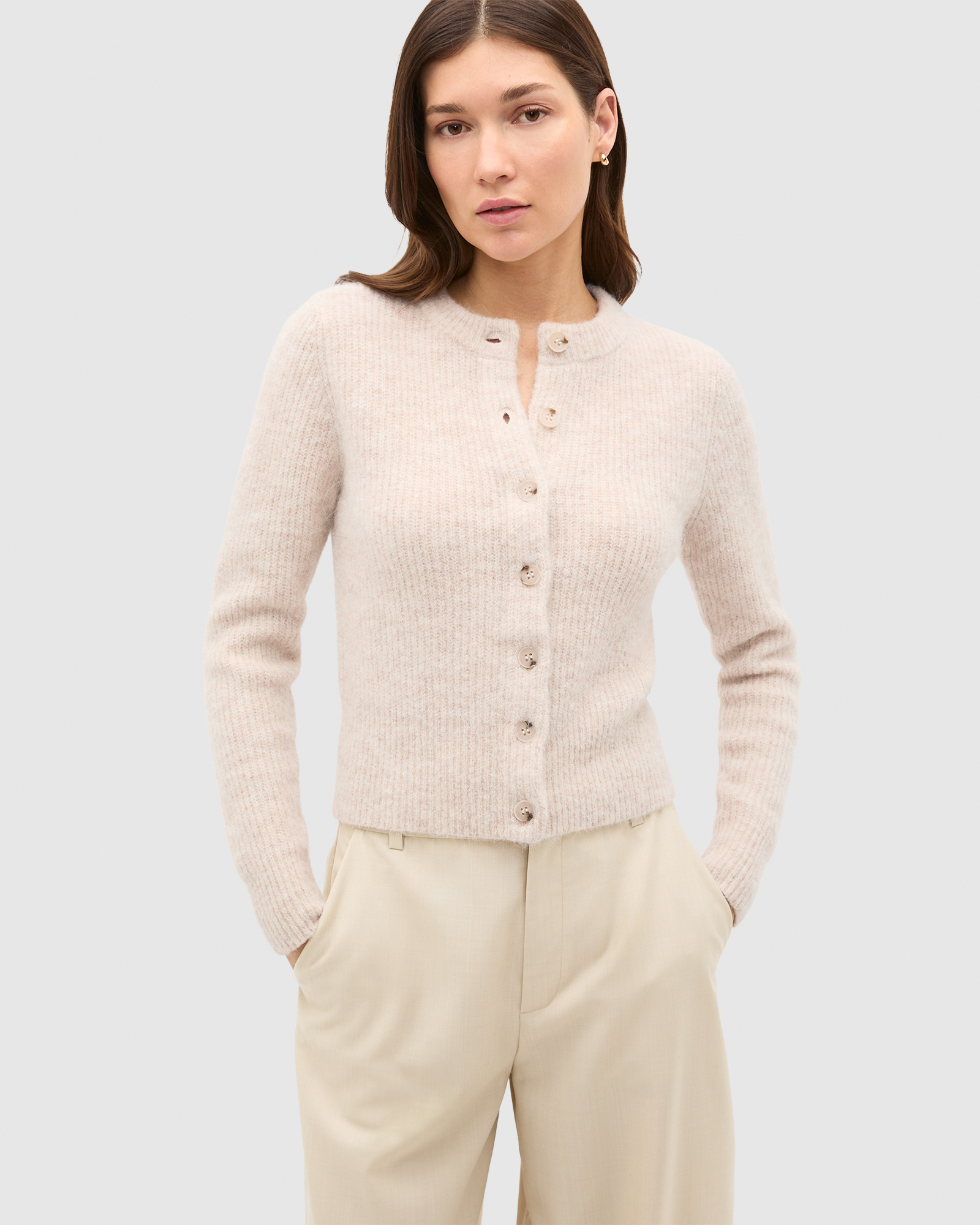 Alpaca Blend Fitted Cardigan