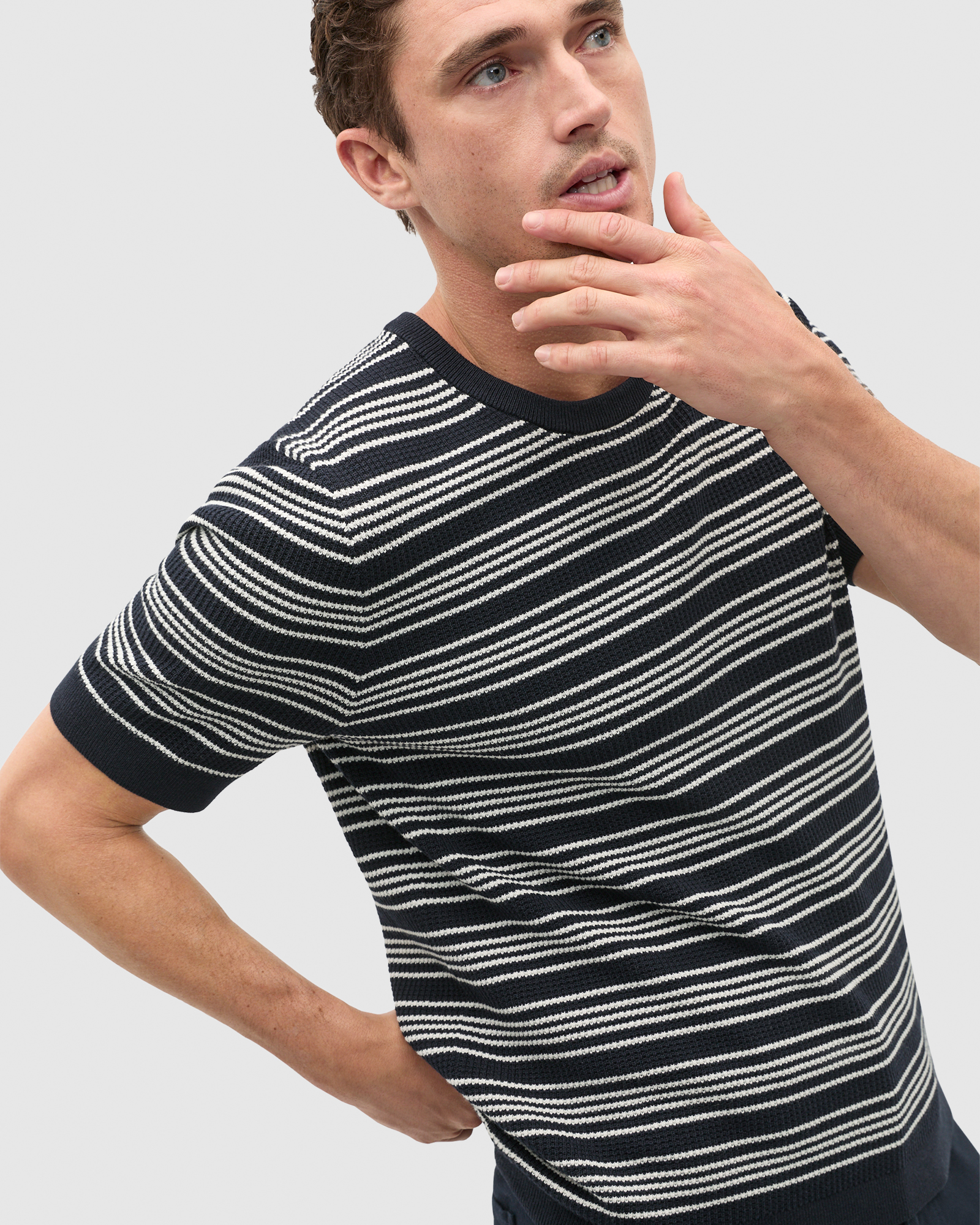 Jacquard Stripe Knit Tee