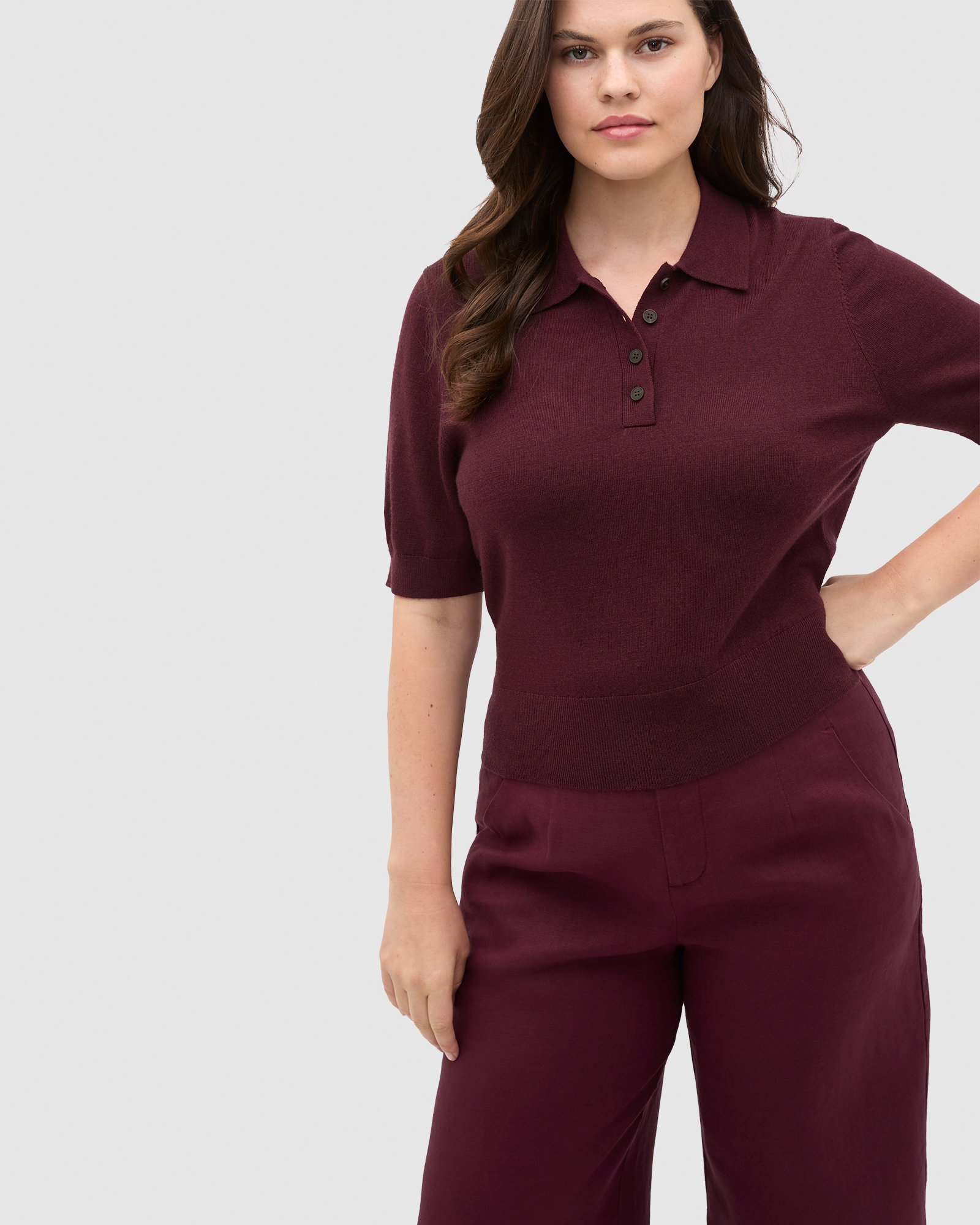 Australian Merino Knit Polo Top