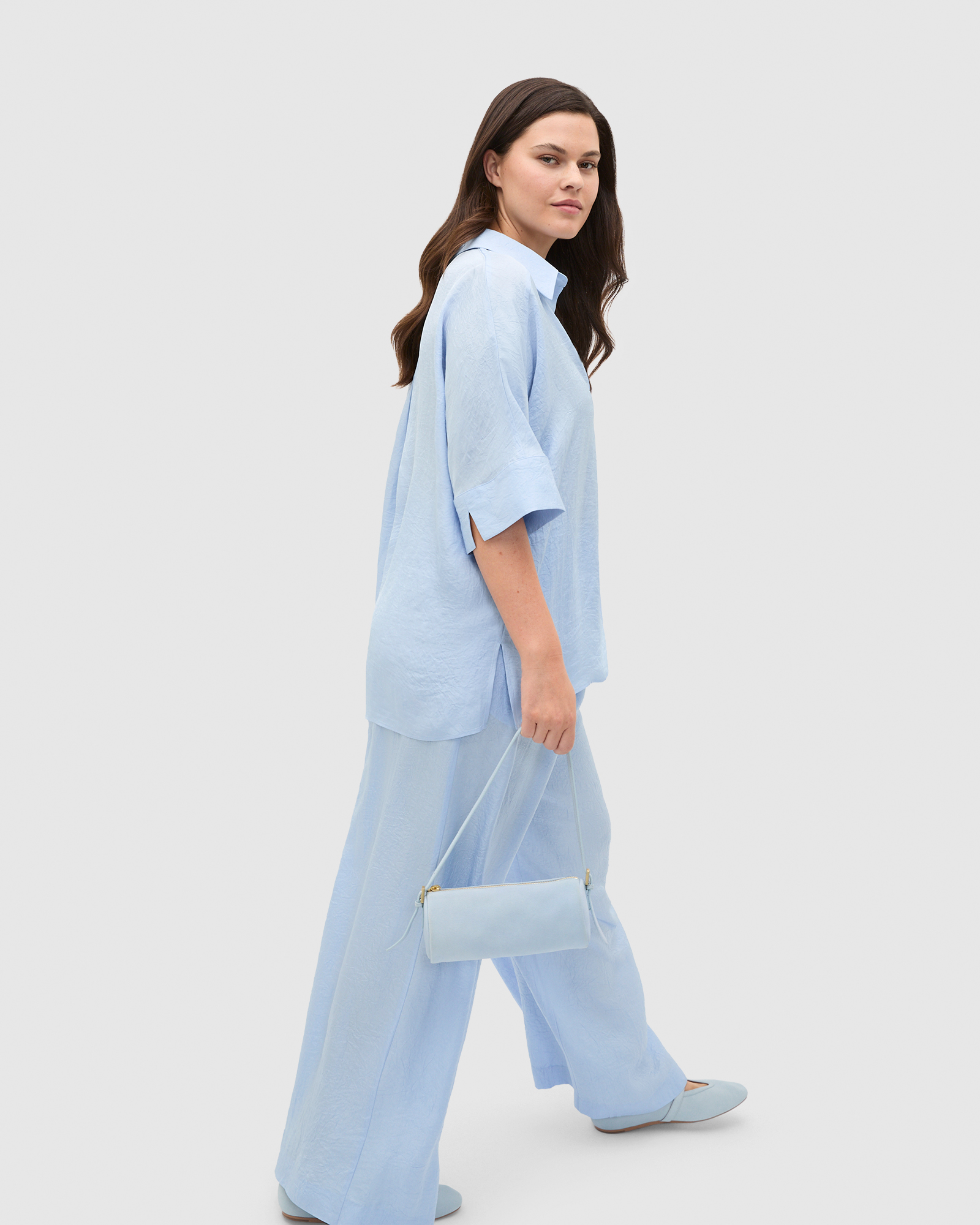 Textured Satin Collared Popover