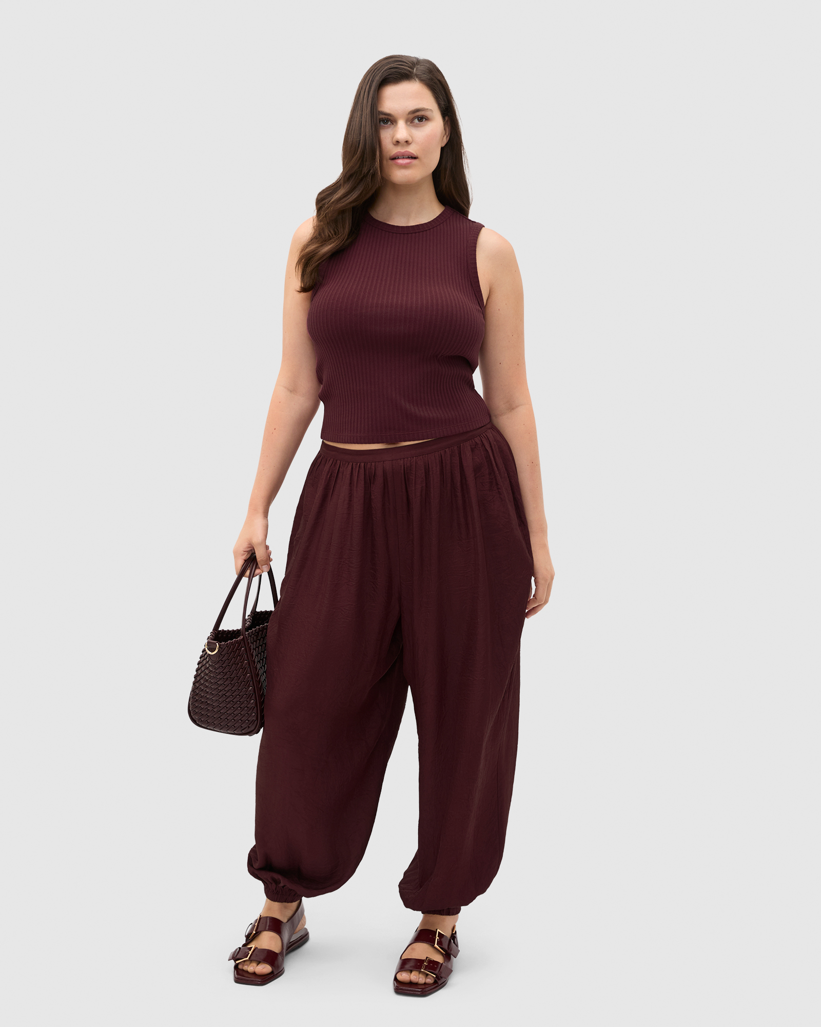 Textured Satin Harem Pant