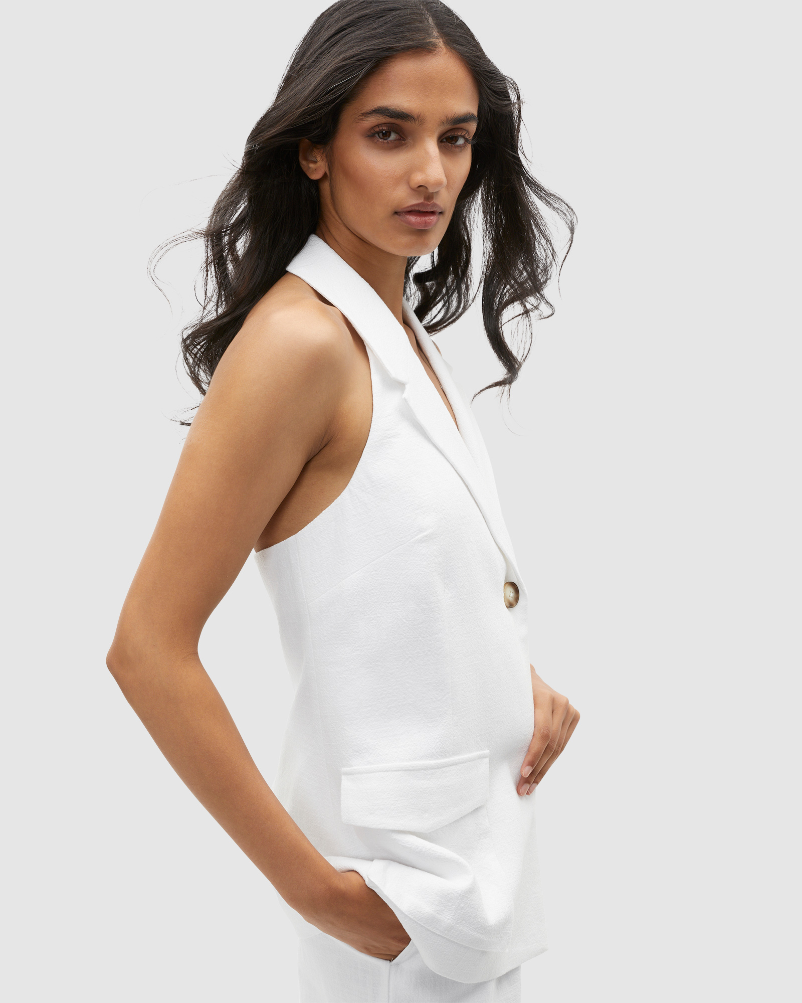 Textured Utility Halter Vest