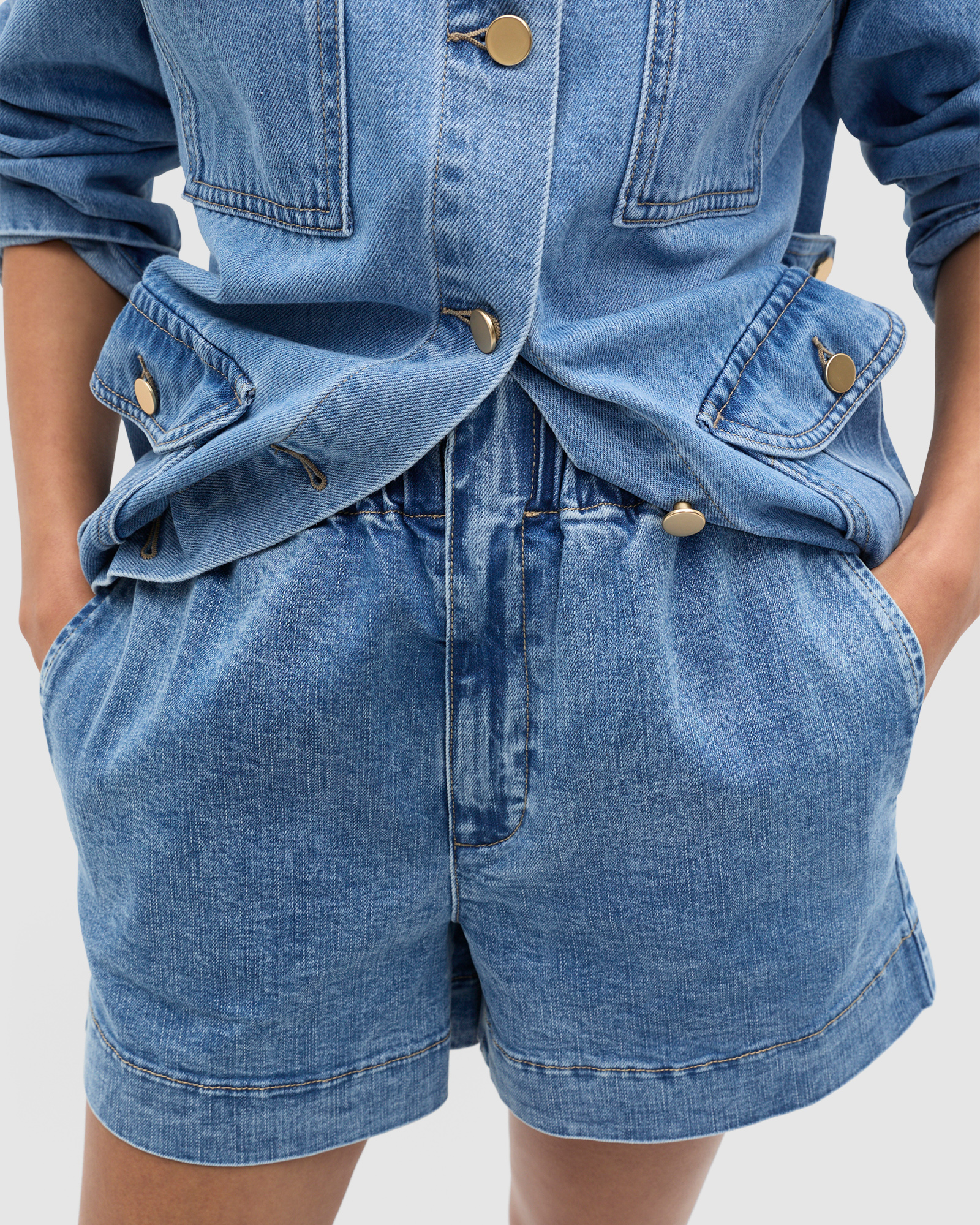 Core Denim Gathered Short