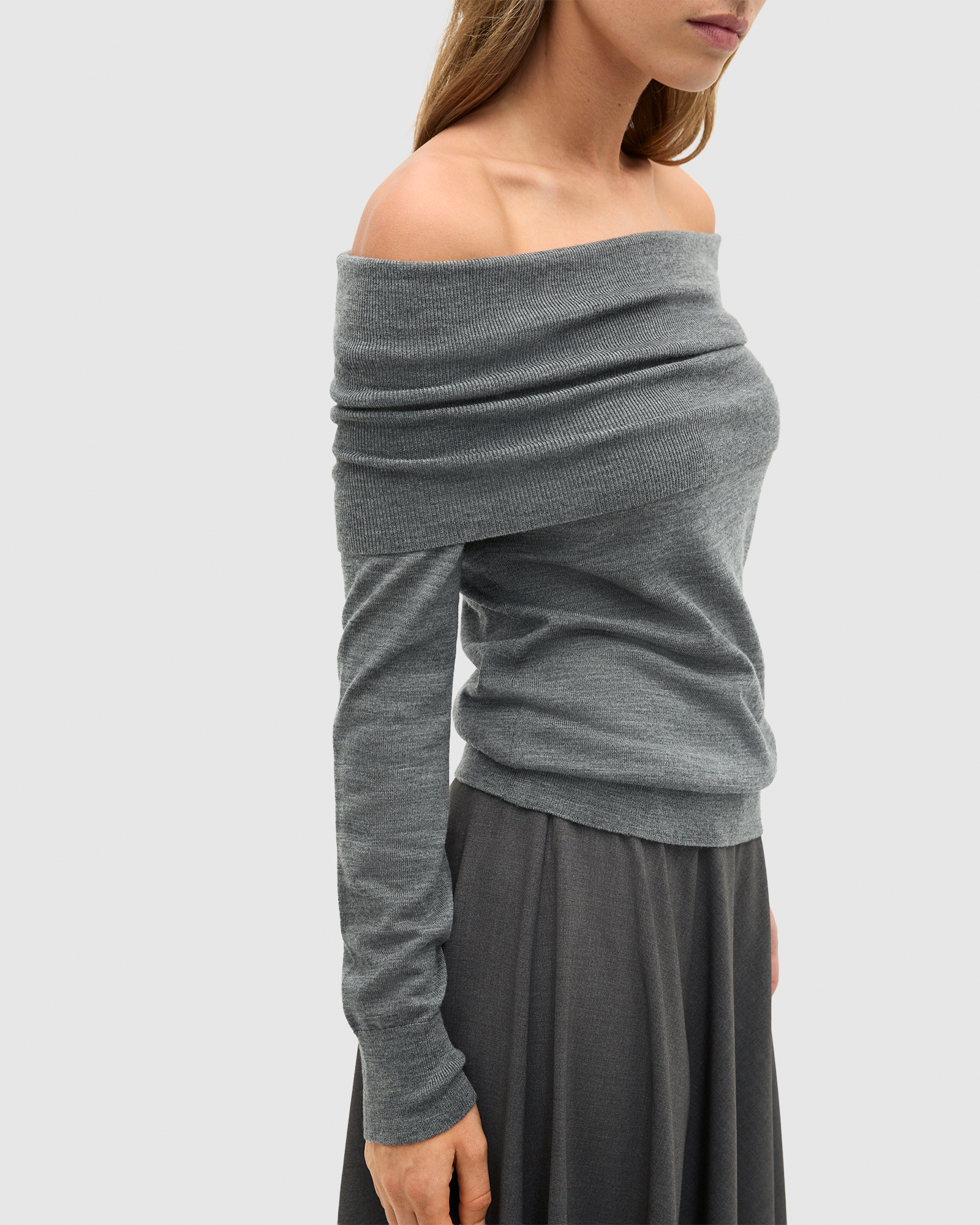 Off Shoulder Ruched Knit