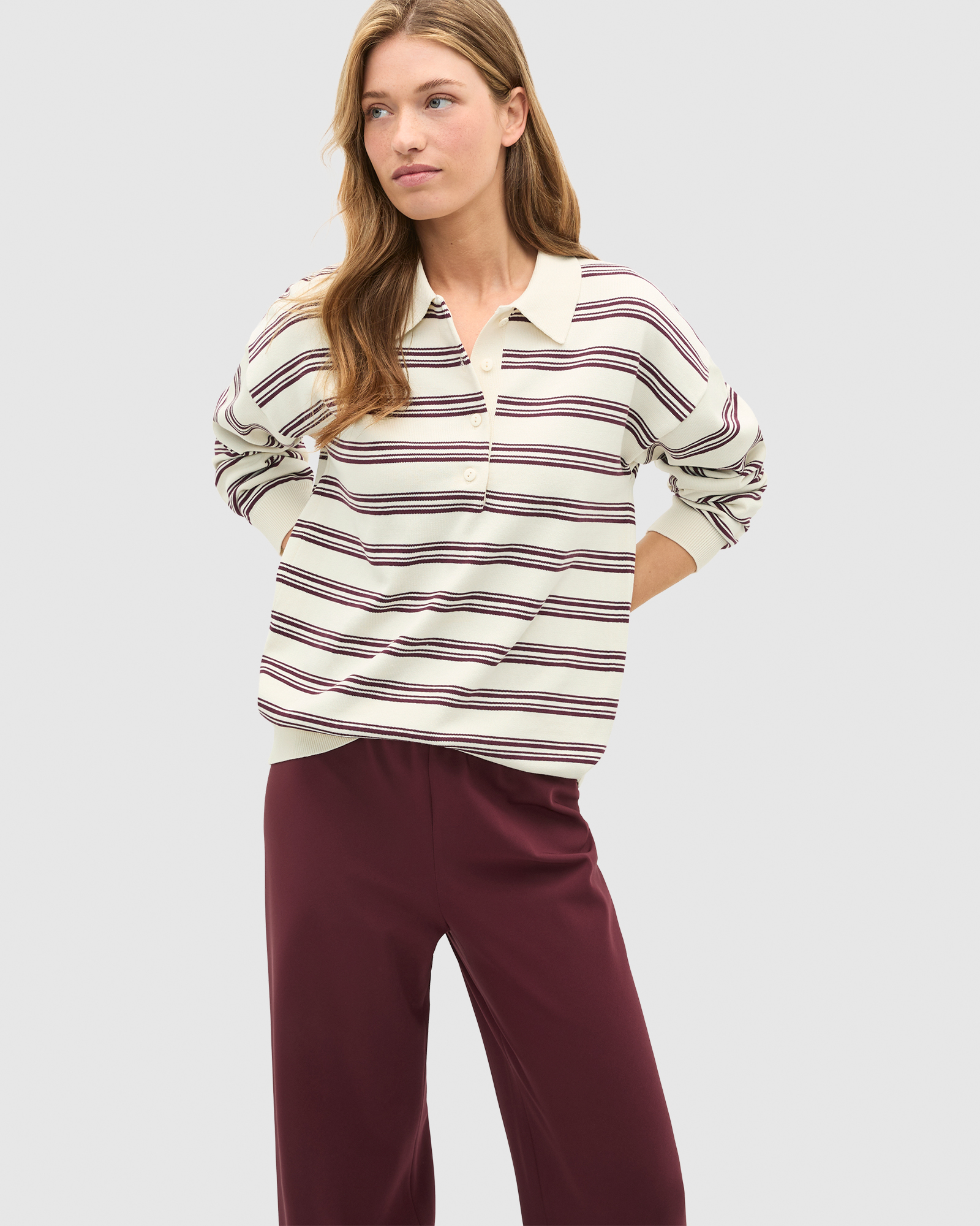 Variegated Stripe Polo Knit