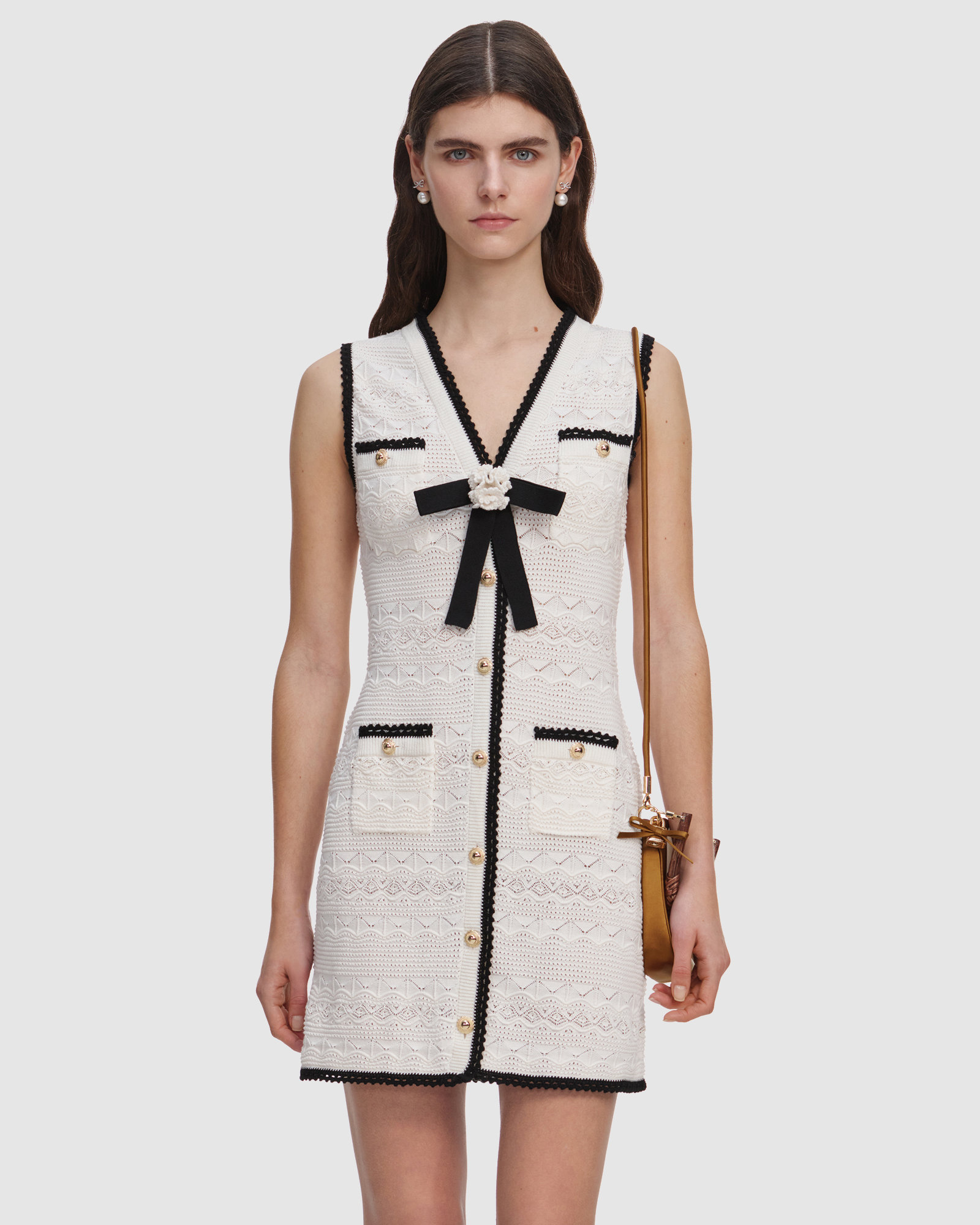 Pointelle Knit Mini Dress