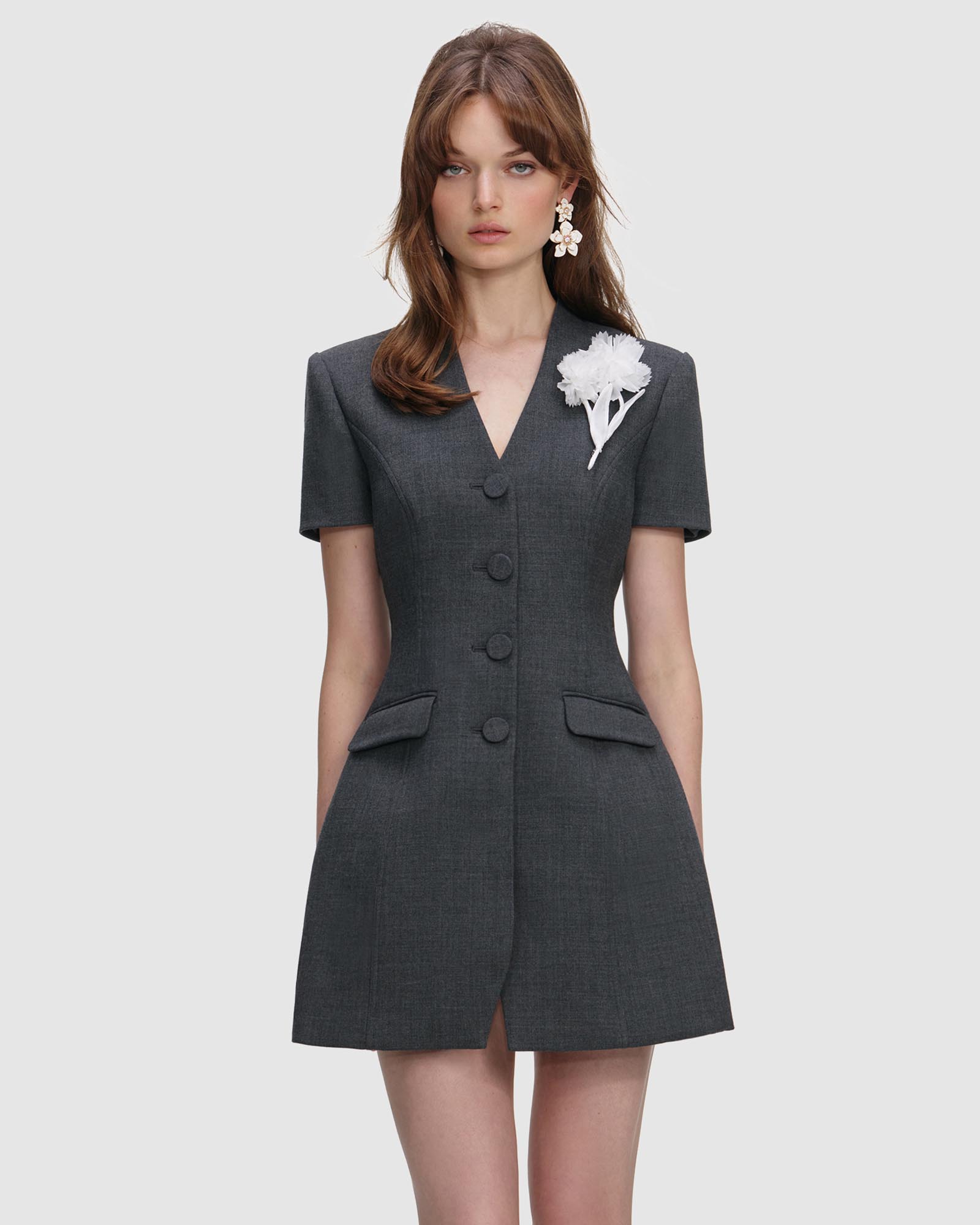 Tailored Flower Detail Mini Dress