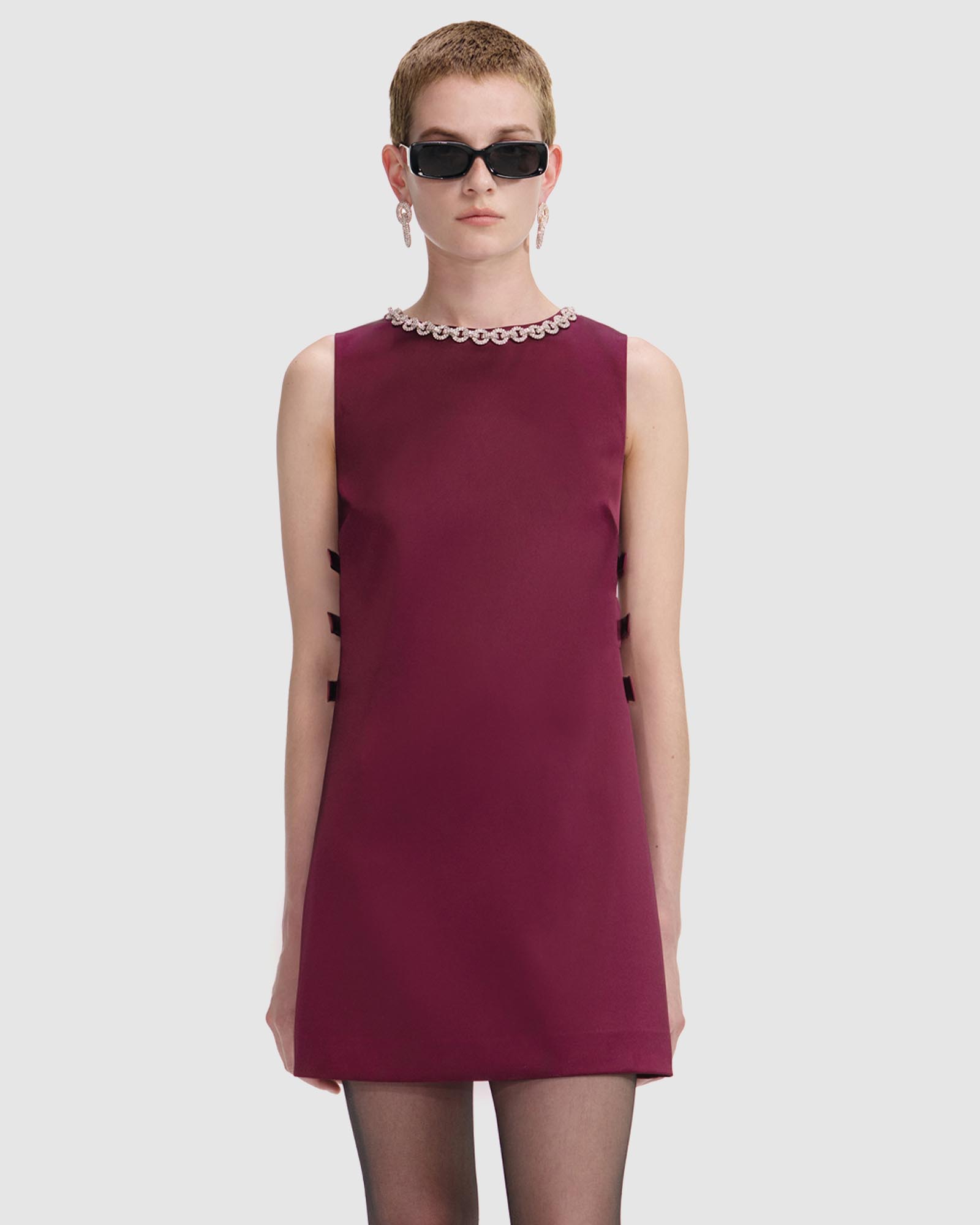 Satin Cut Out Mini Dress