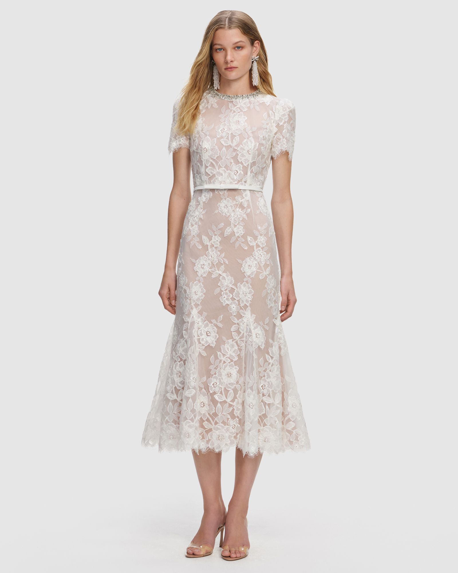 Sequin Lace Midi Dress