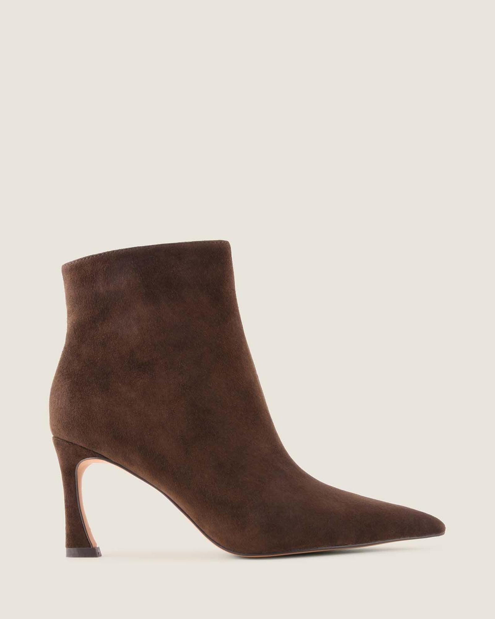 Channing Heel Ankle Boots Brown Suede