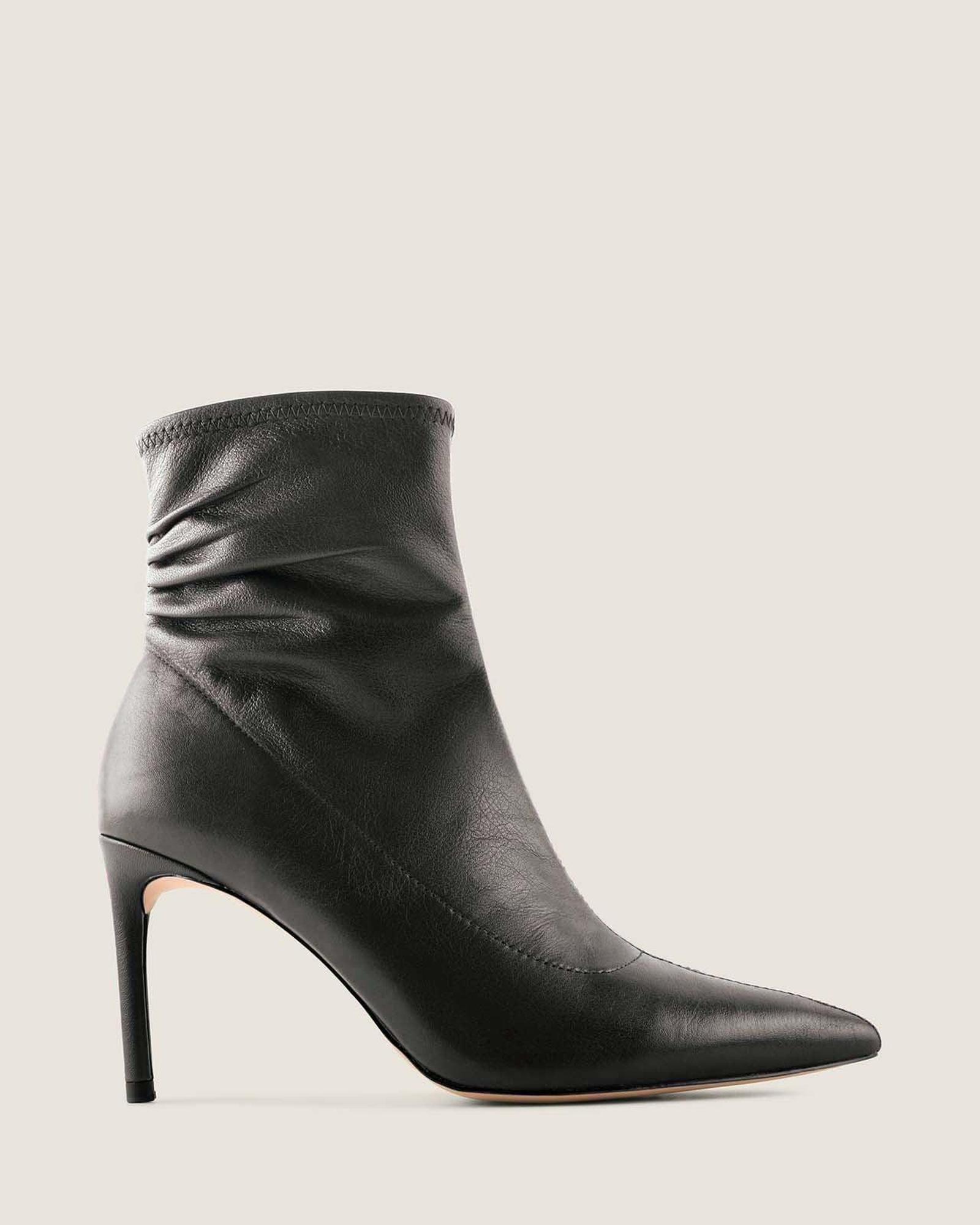 Delta Heel Ankle Boots Black Leather