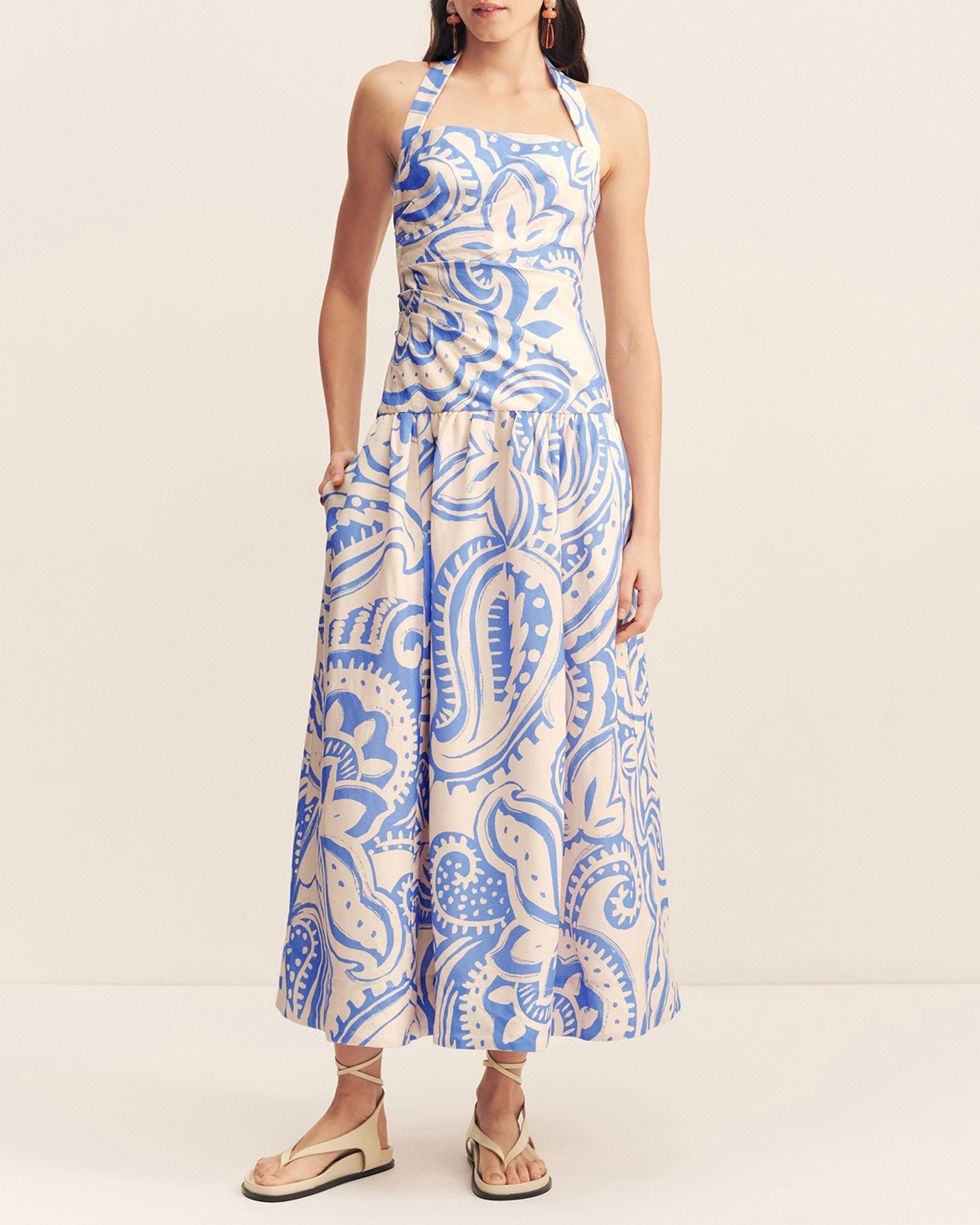 Francis Draped Halter Midi Dress