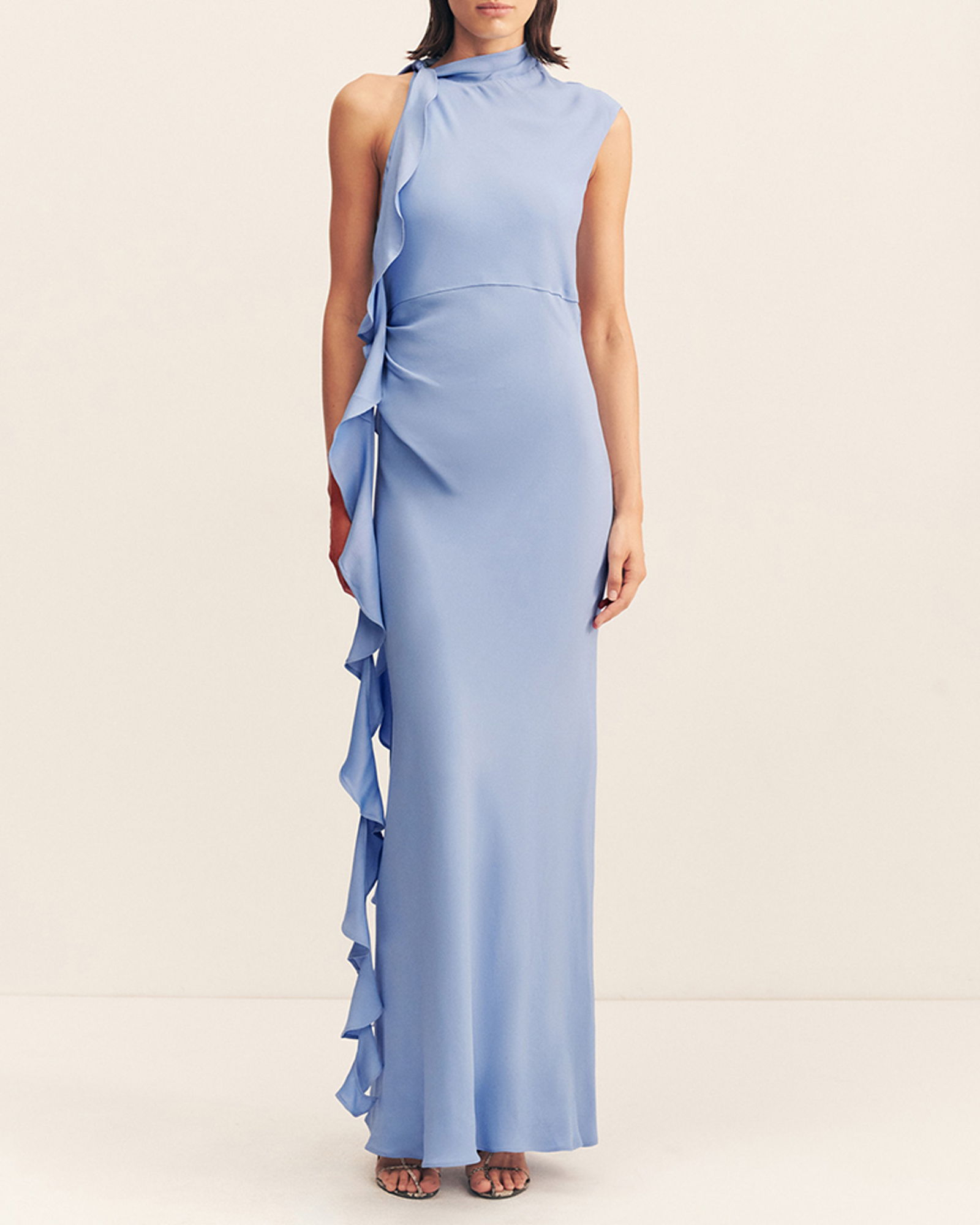 Rio Draped Ruffle Maxi Dress