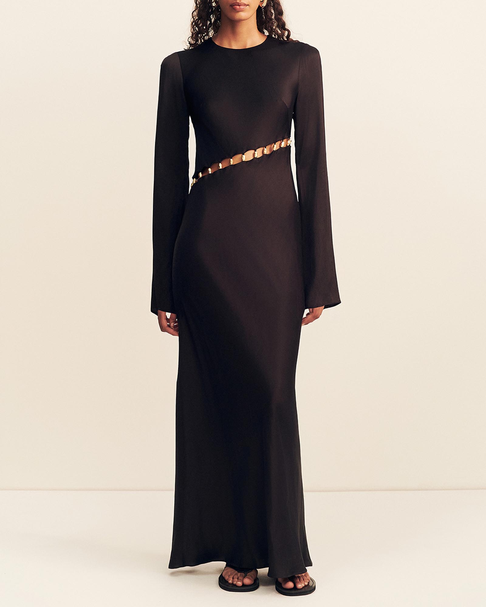 Winslow Long Sleeve Asymmetric Maxi Dress