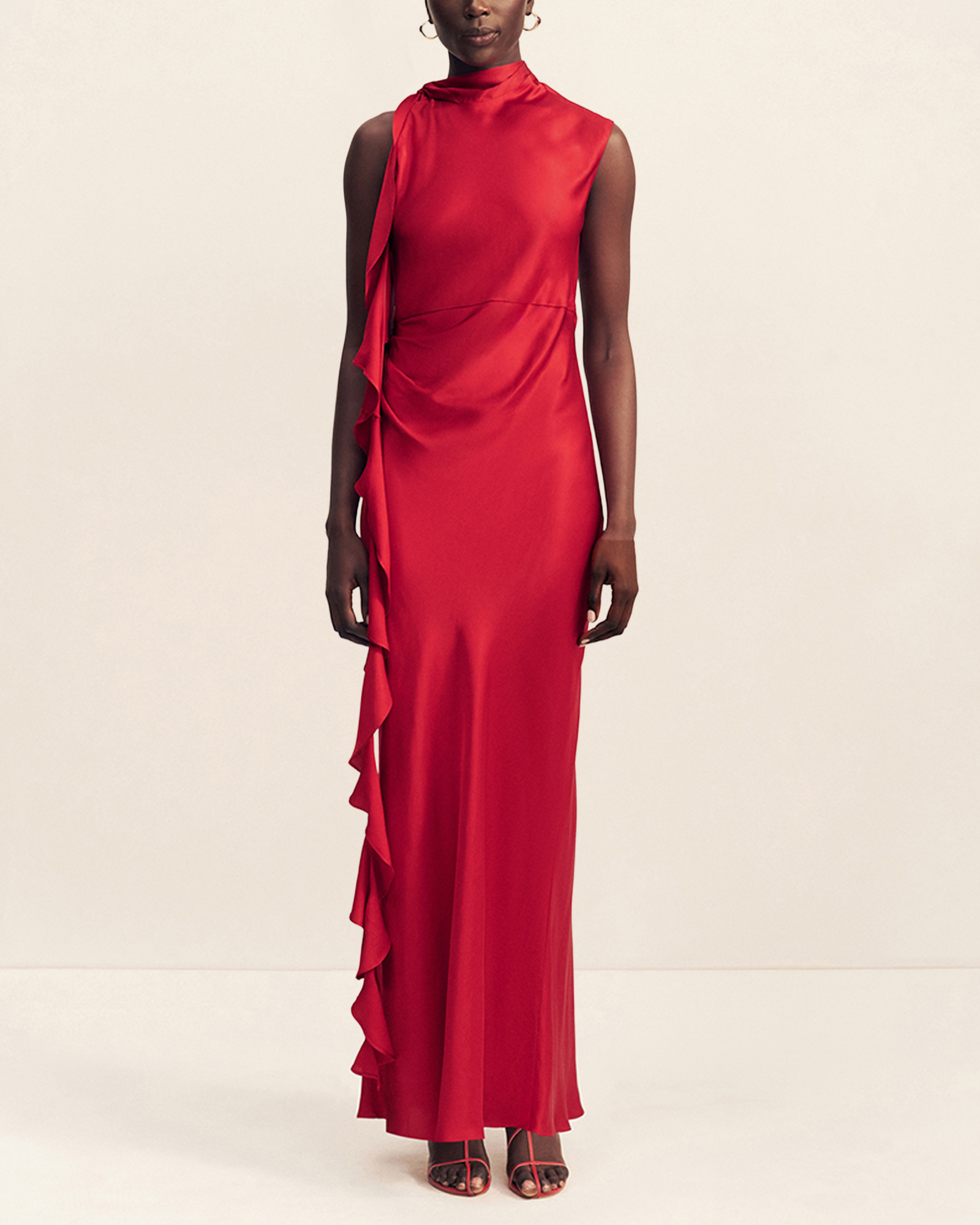 Agnes Draped Ruffle Maxi Dress
