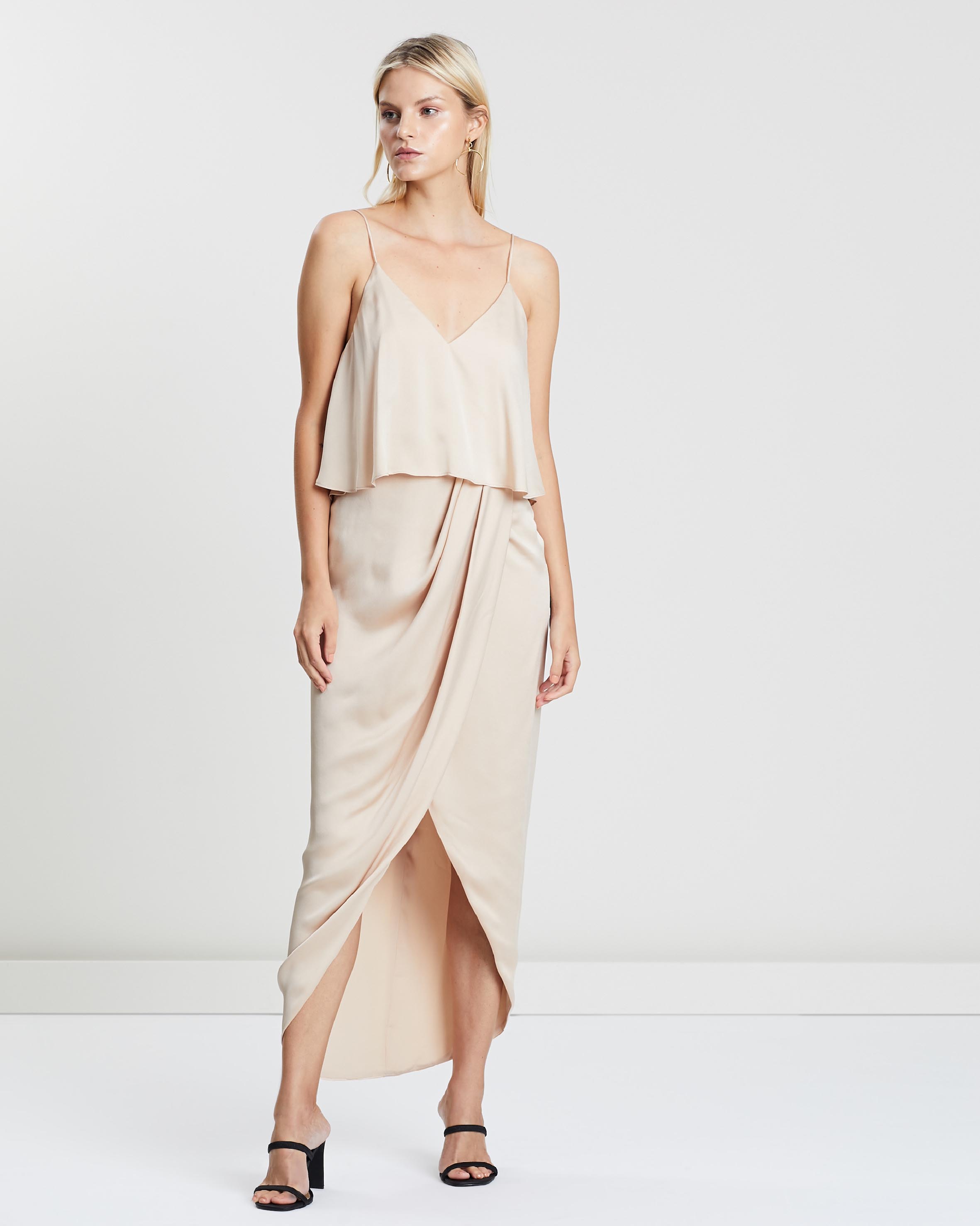 Luxe Draped Cocktail Frill Dress