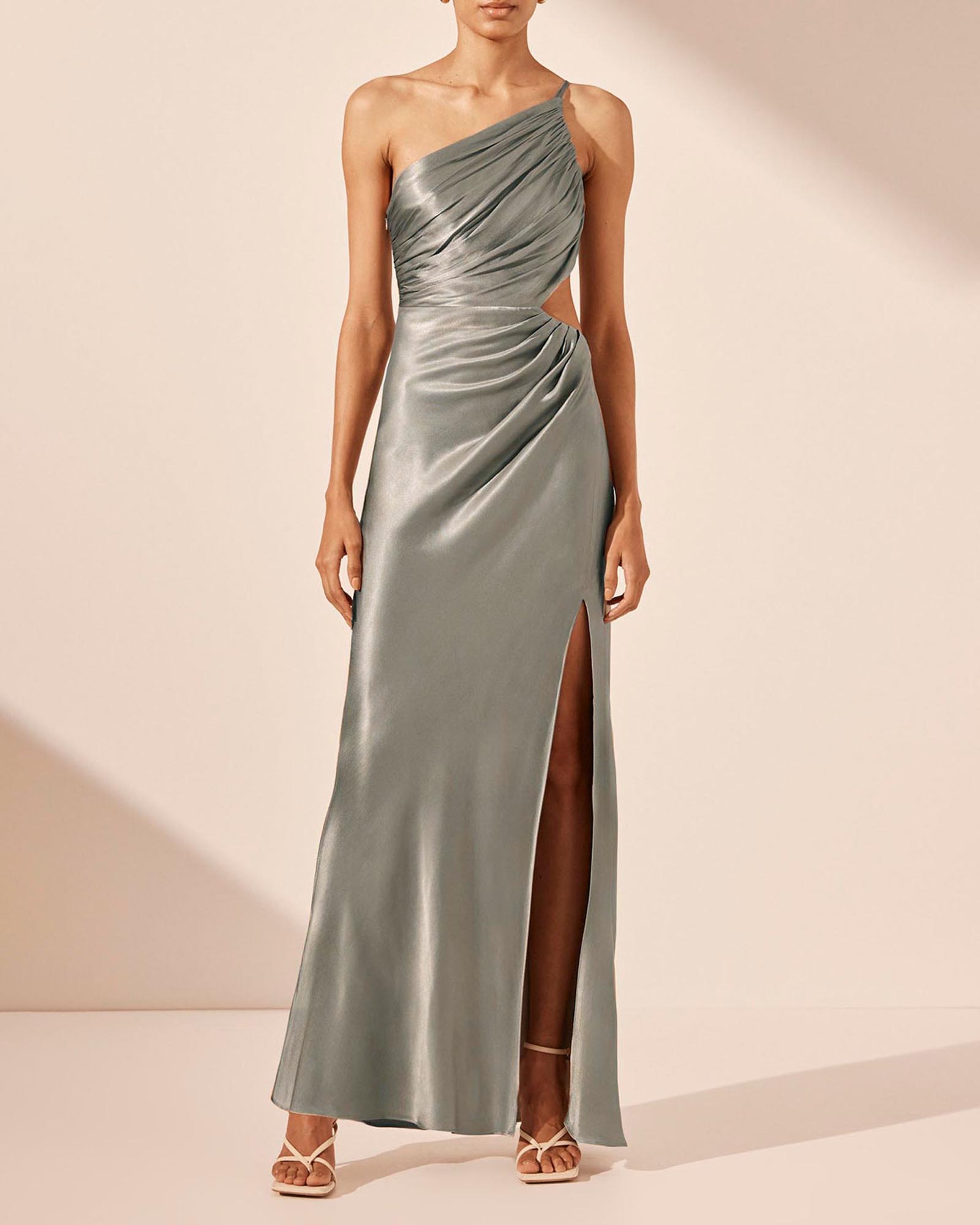 La Lune Asymmetrical Gathered Maxi Dress