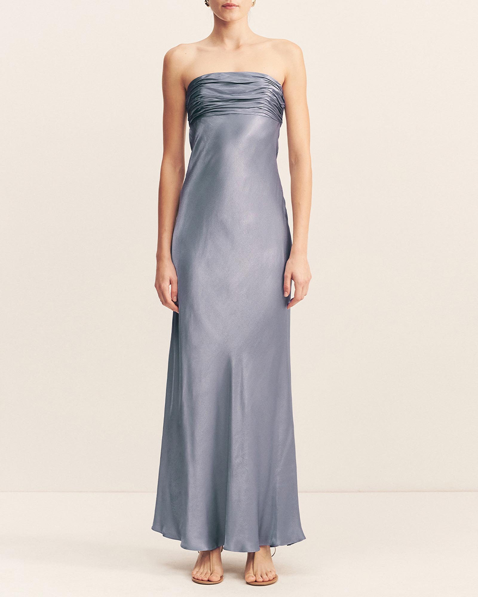 La Lune Strapless Ruched Bodice Maxi Dress