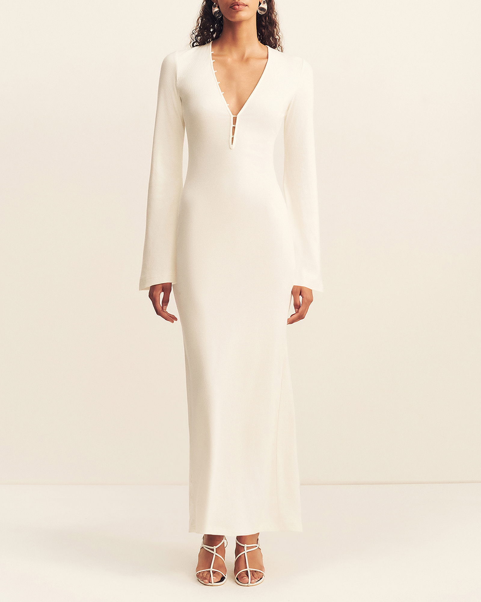 Aby Plunged LS Maxi Dress