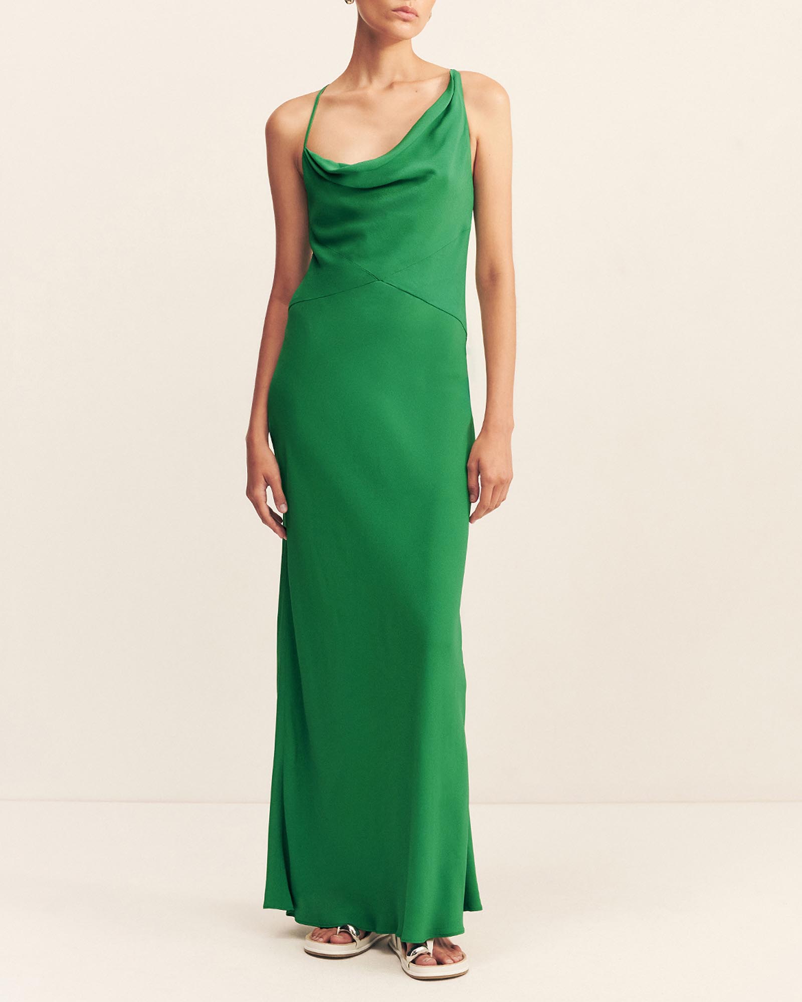 Rio Asymmetric Cowl Maxi Dress