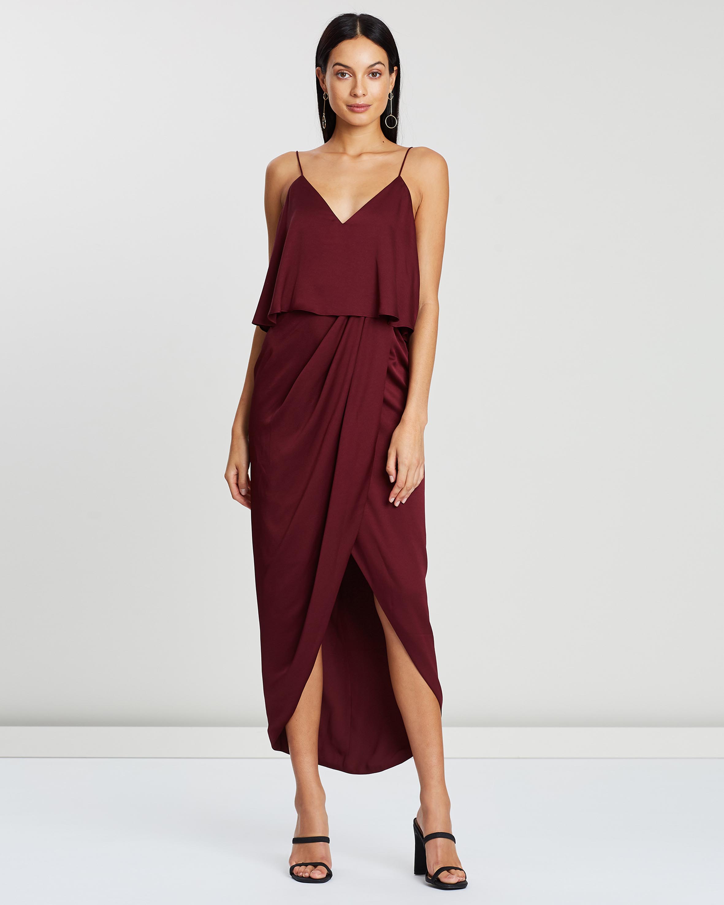 Luxe Draped Cocktail Frill Dress