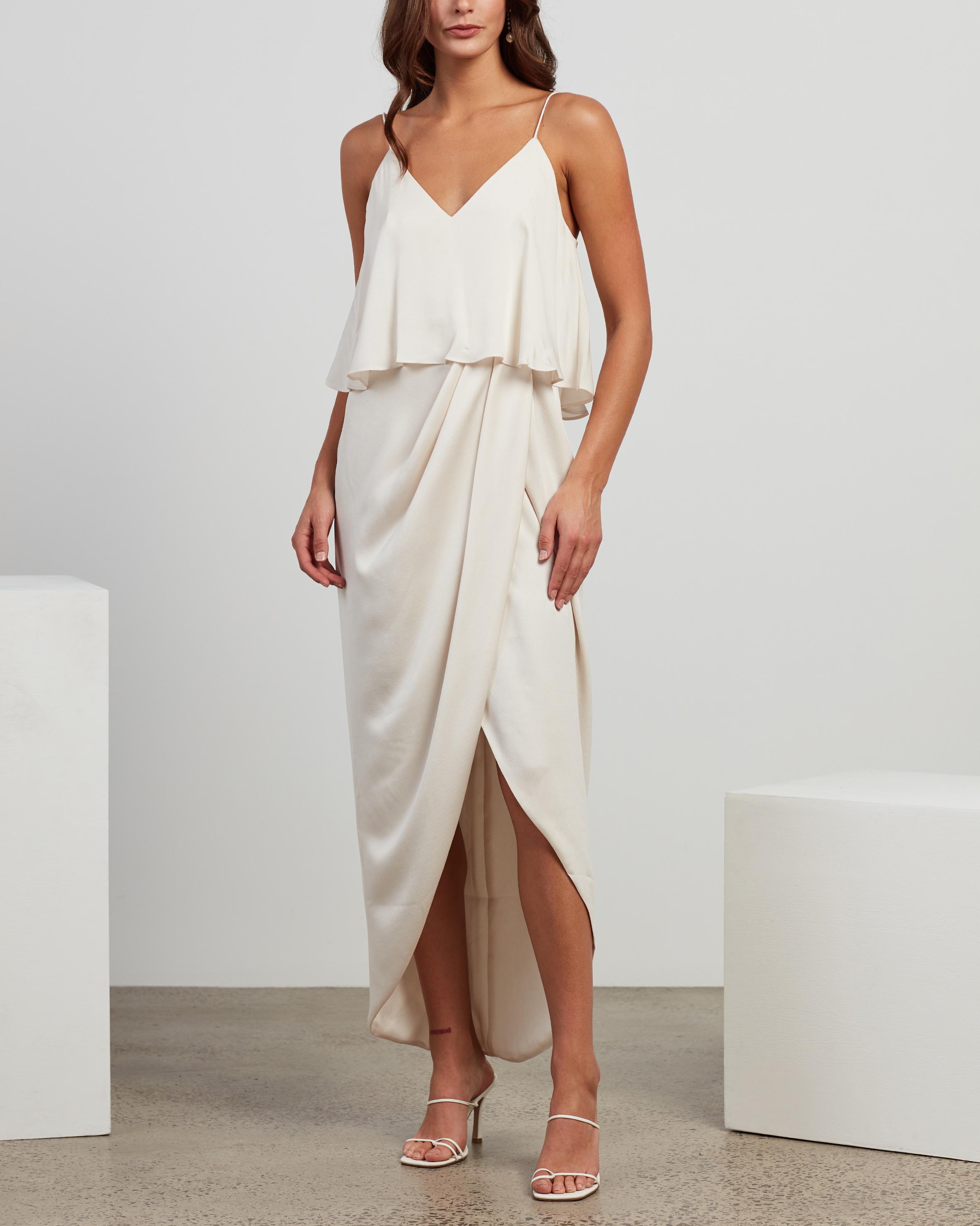 Luxe Draped Cocktail Frill Dress