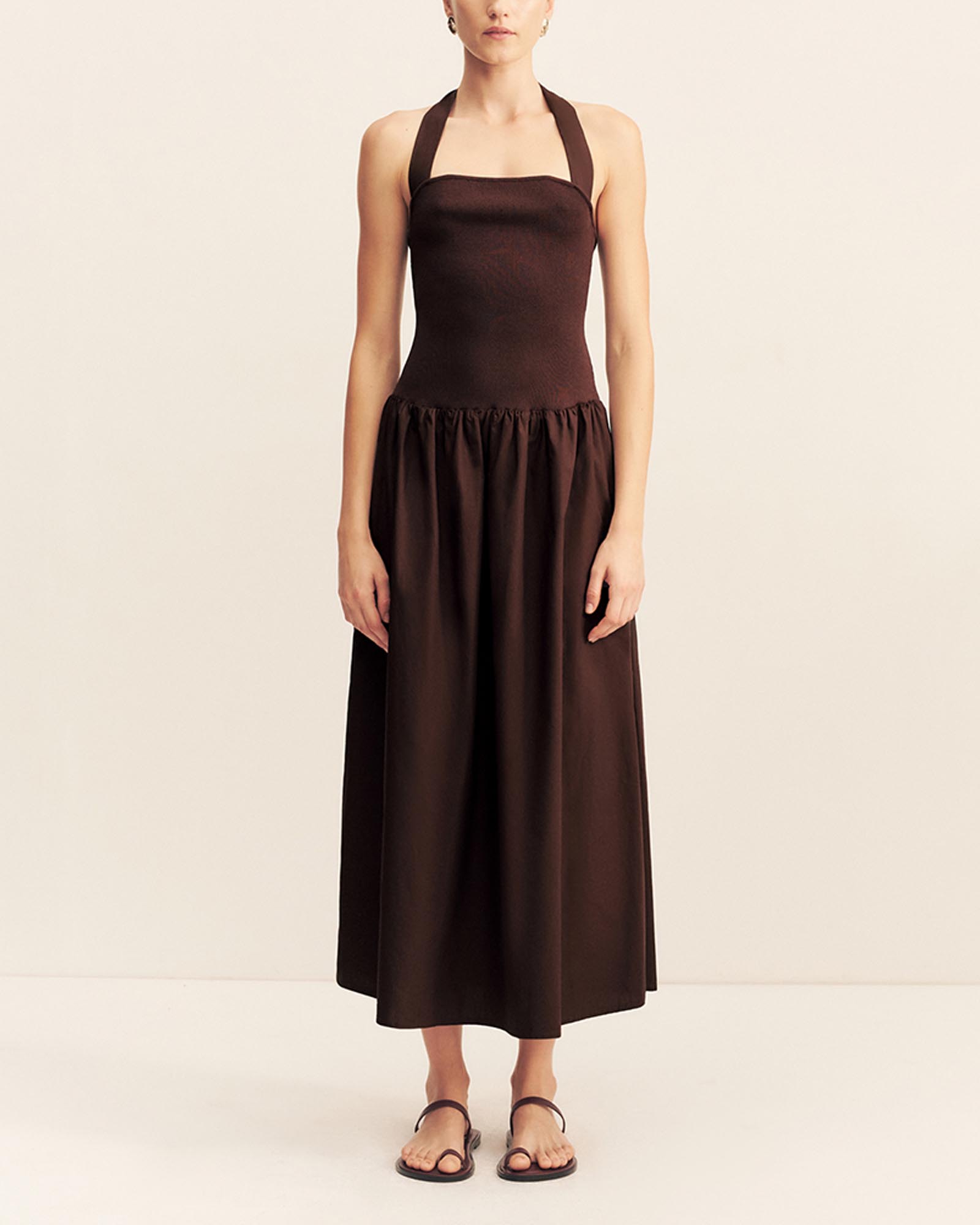 Aliah Halter Tie Midi Dress