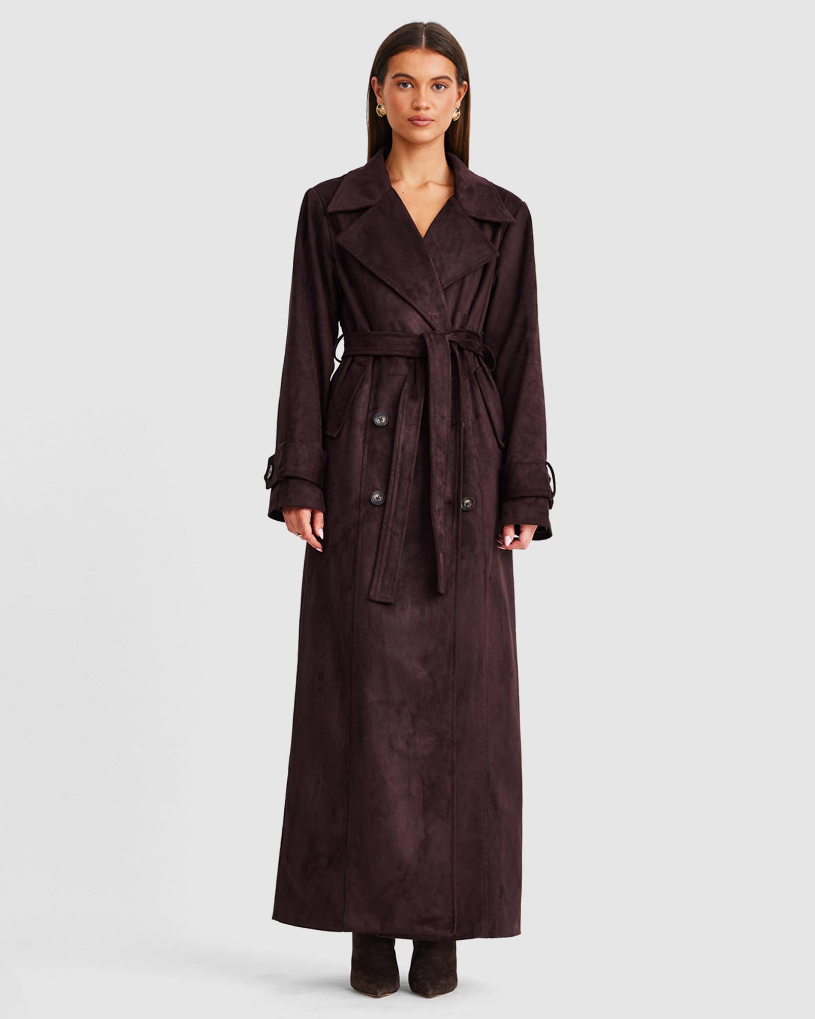 Sutton Faux Suede Trench Coat