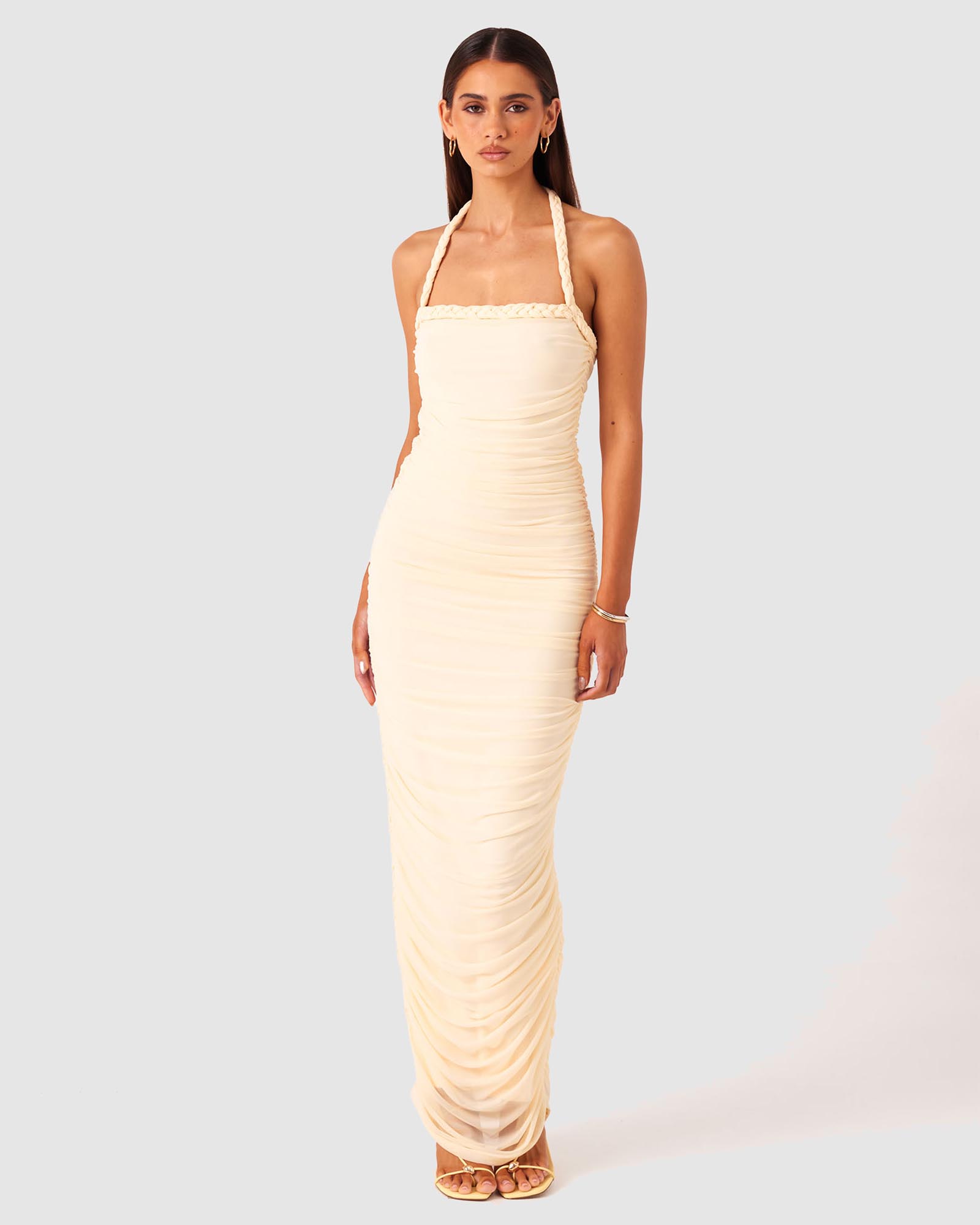 Gianna Ruched Halterneck Maxi Dress