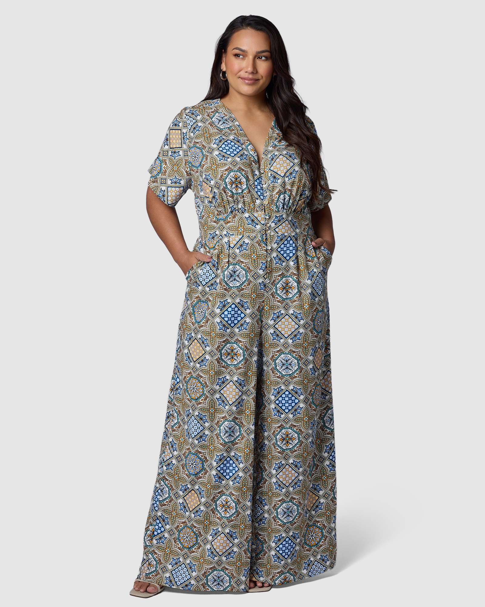 Zoe Linen Printed Jumpsuit