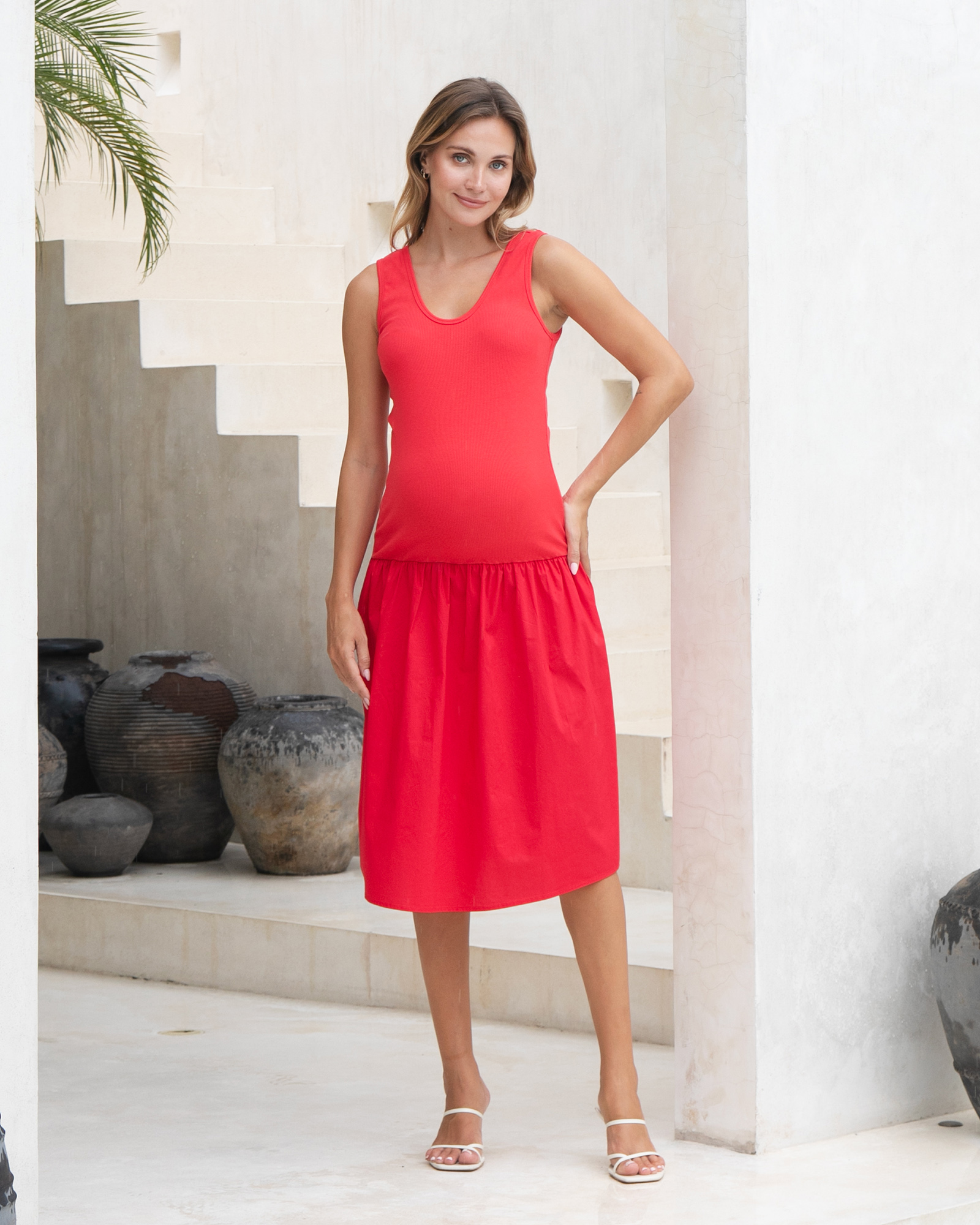 Contrast Midi Dress