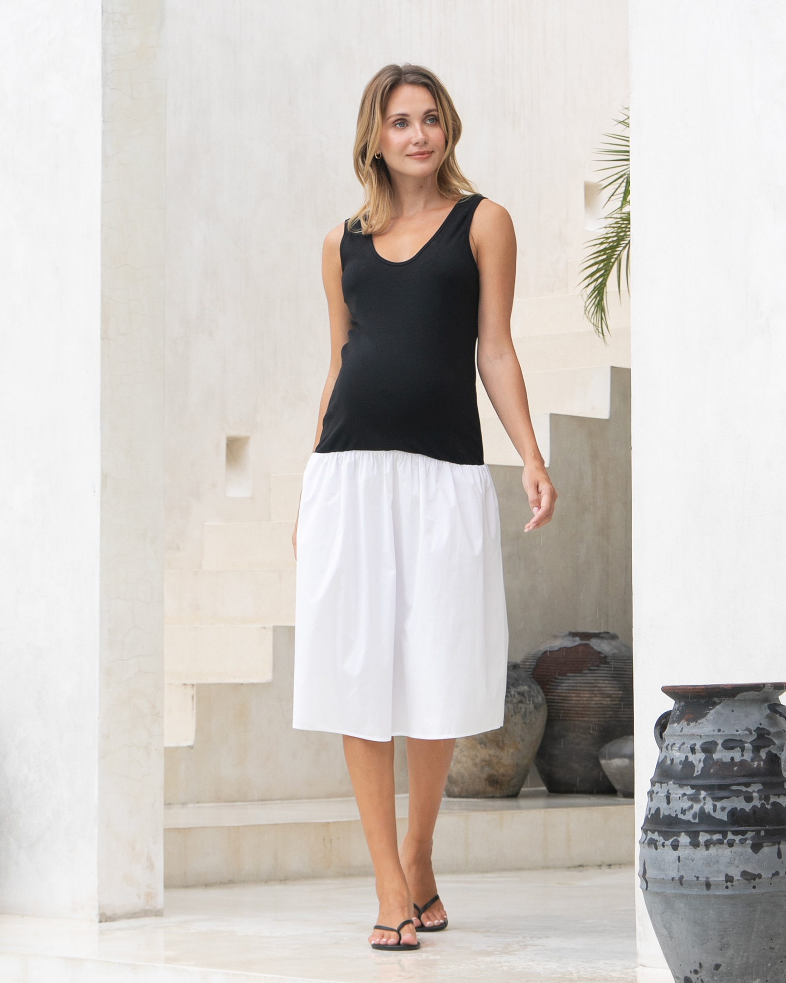 Contrast Midi Dress