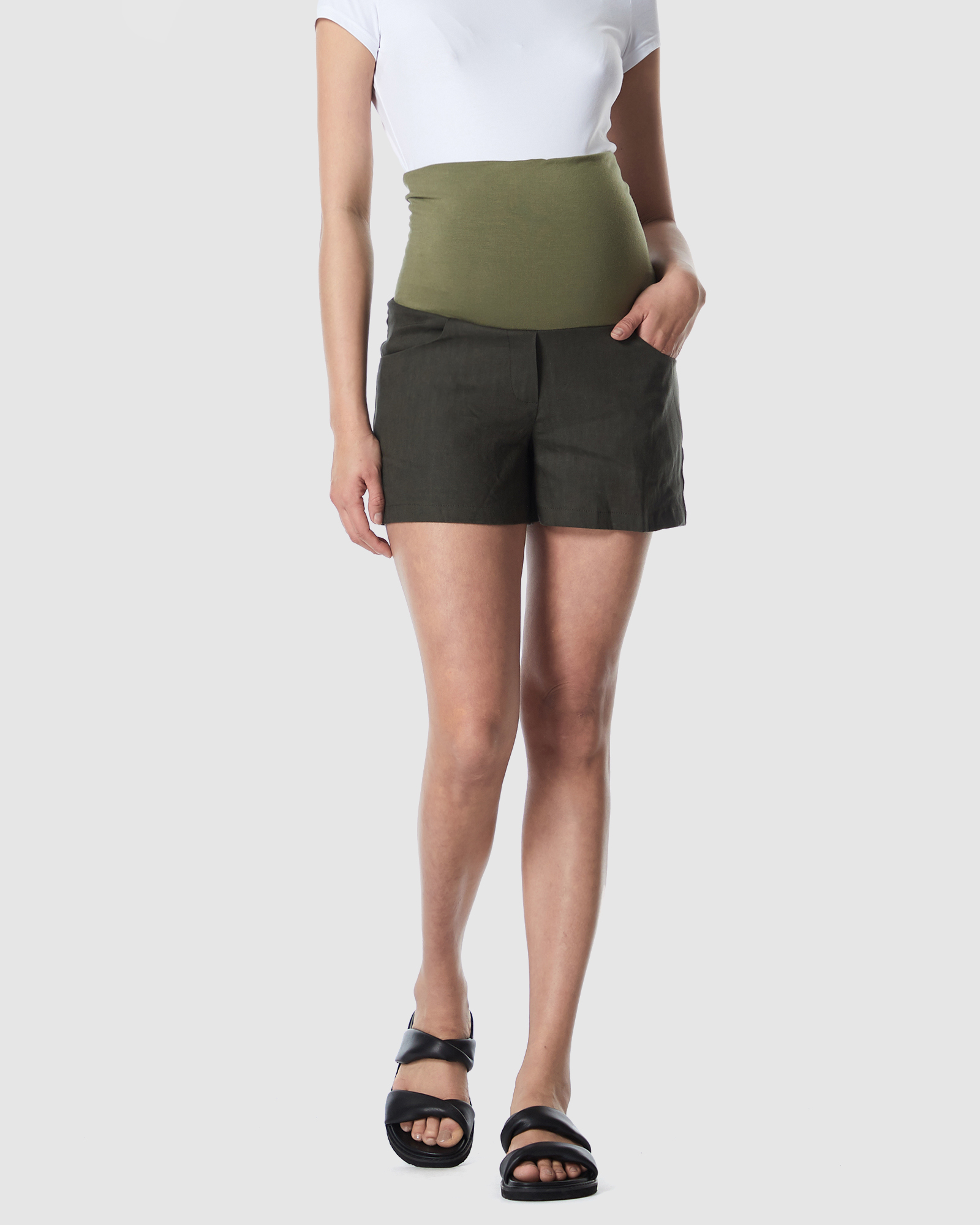 Nala Overbelly Linen Shorts