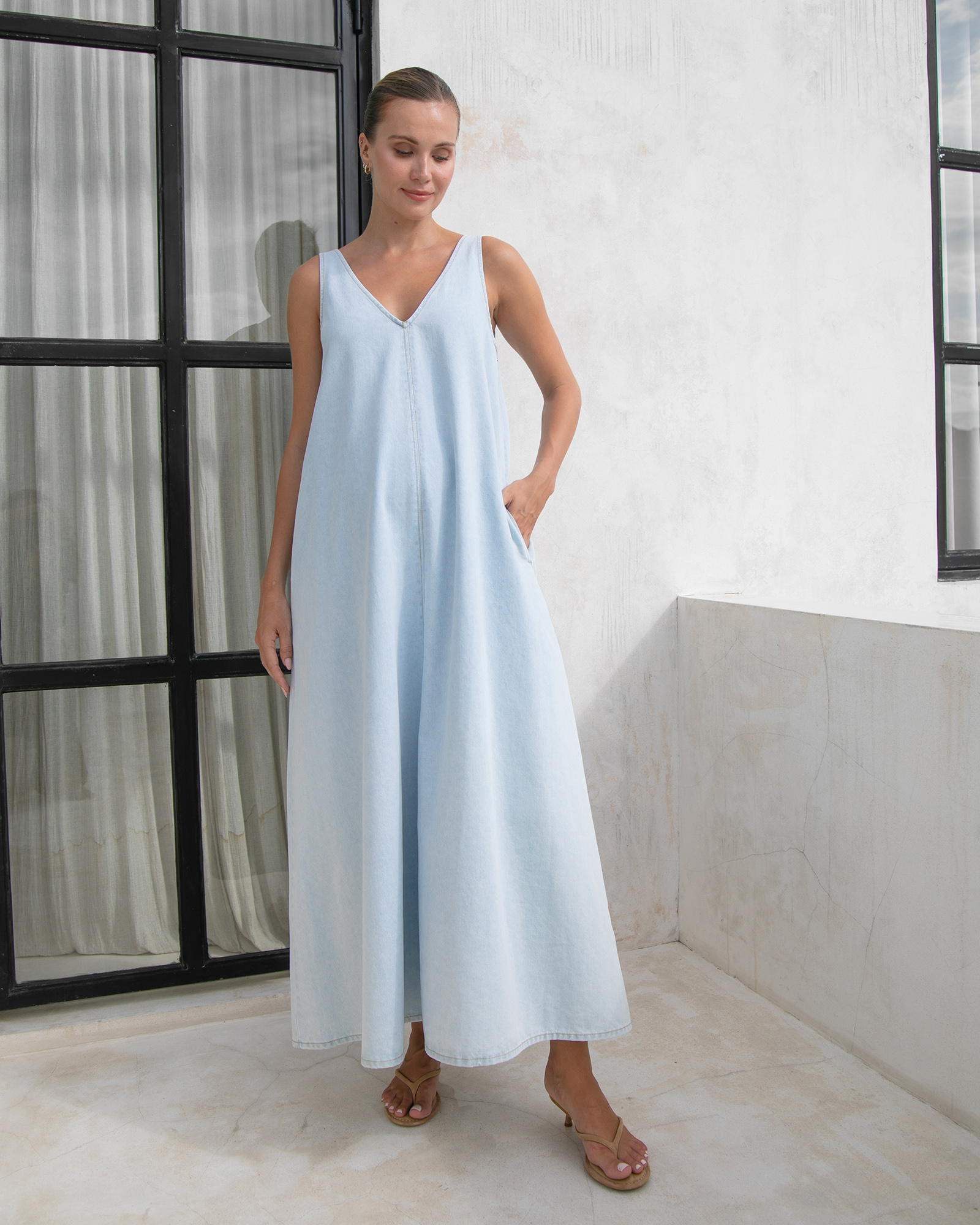 Emily Denim Maxi Dress