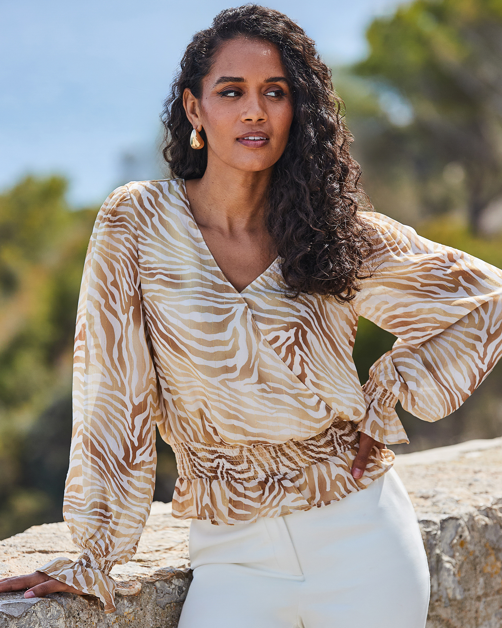 Shirred Sleeve Detail Blouse