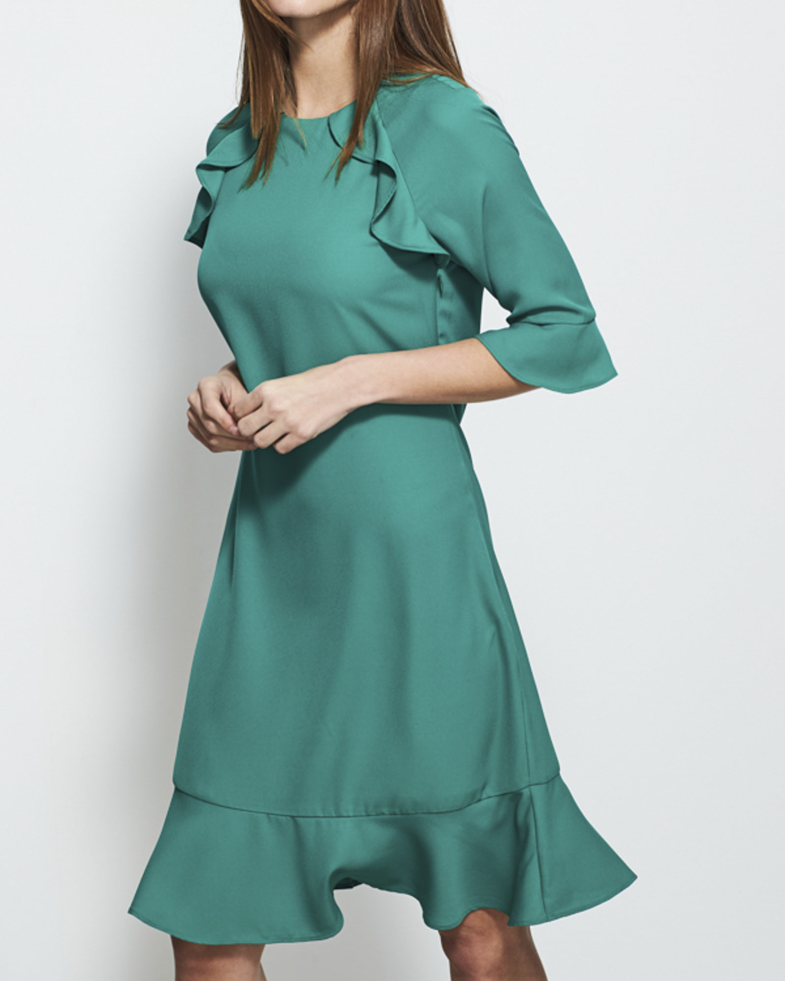 Ruffle Trim Detail Shift Dress