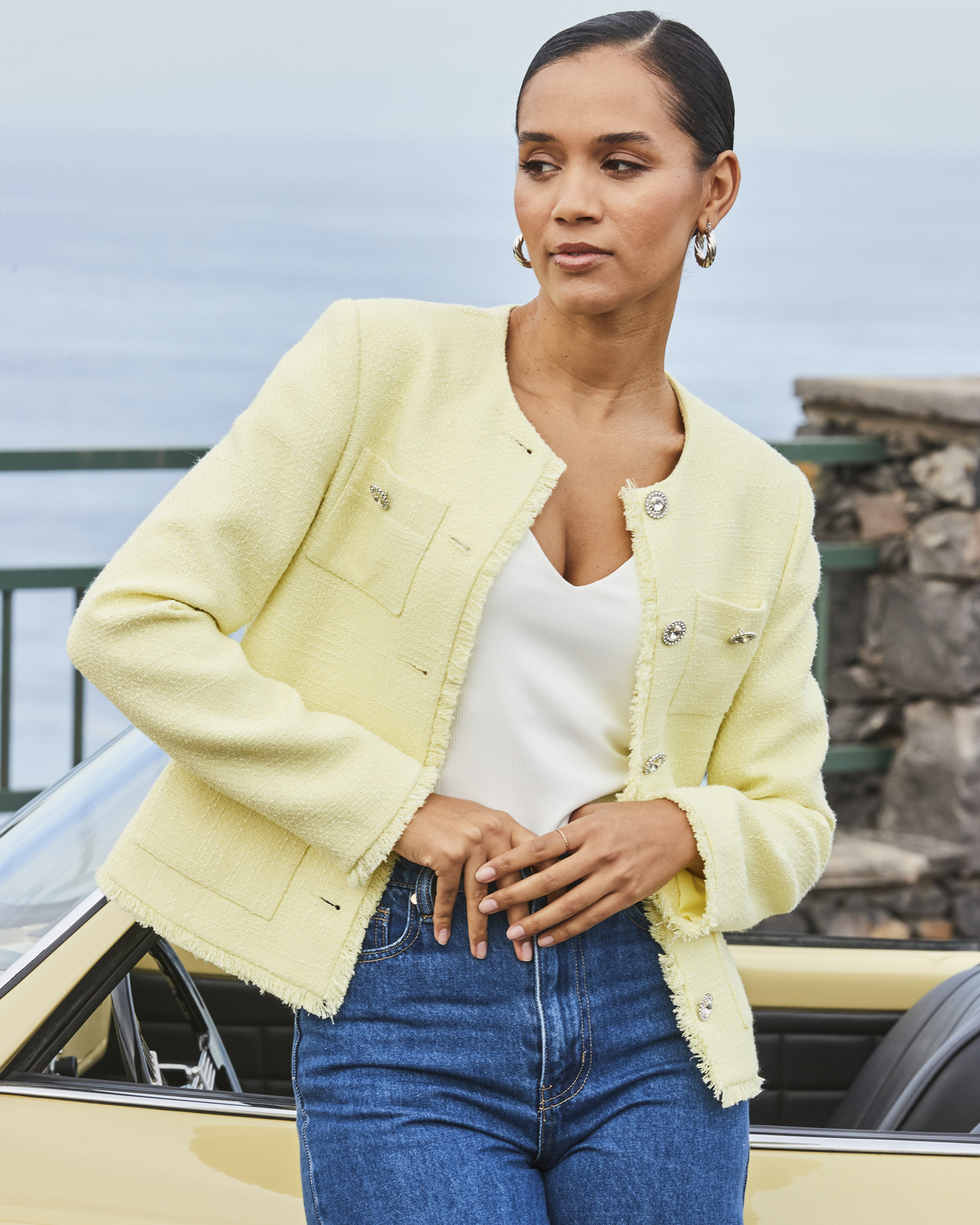 Boucle Jacket With Embellished Buttons