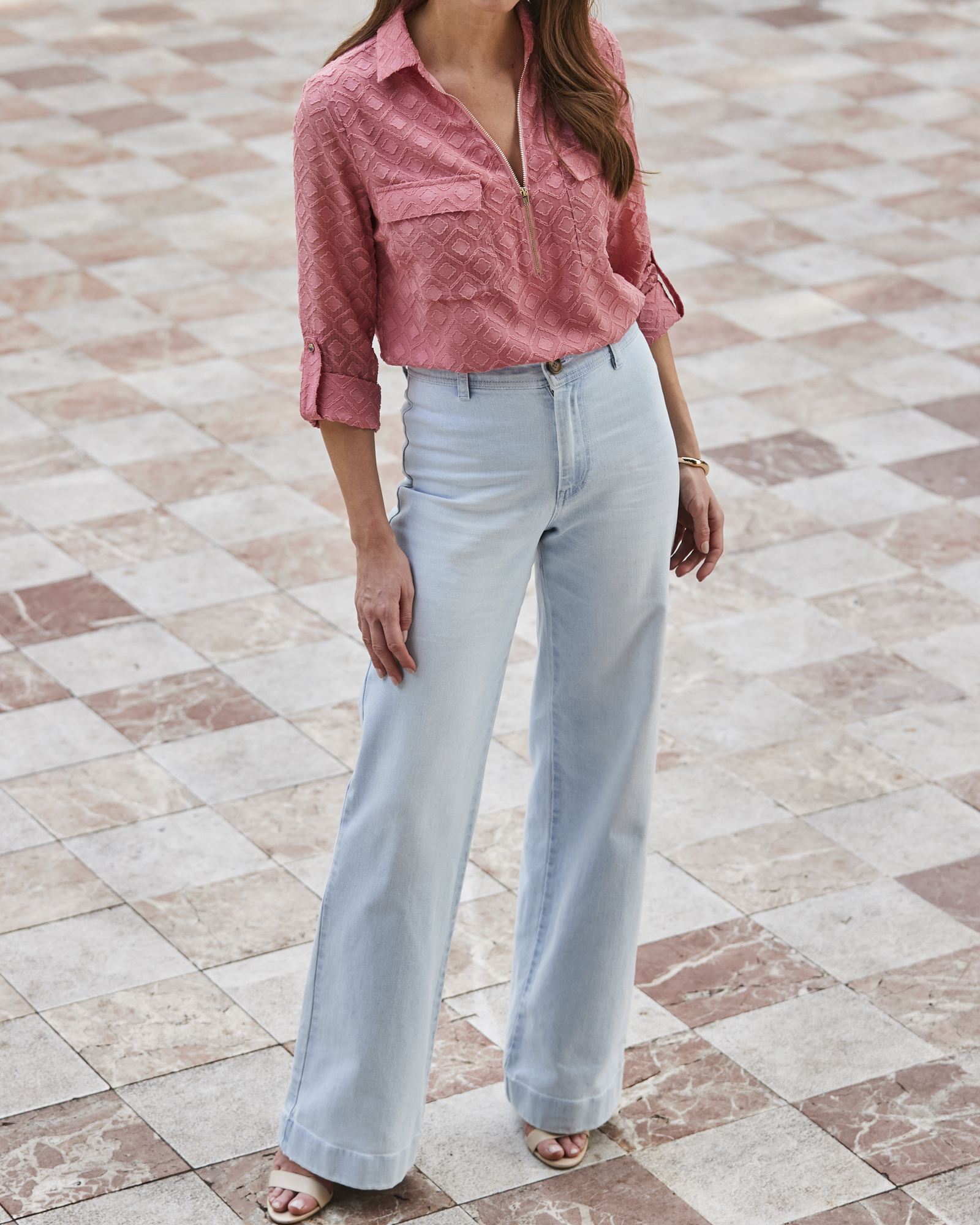 Denim Stretch Wide Leg Jeans