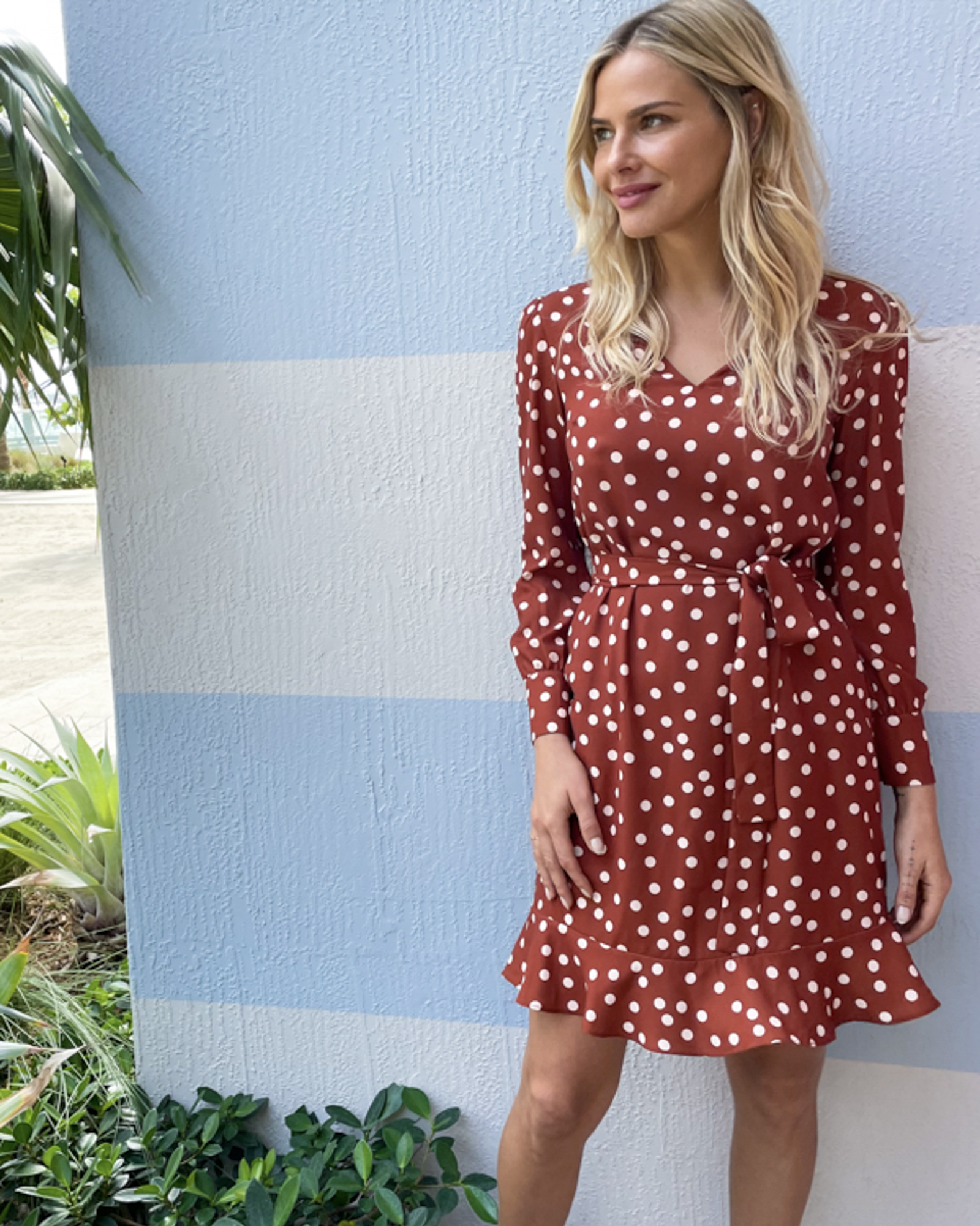 Polka Dot Belted Shift Dress