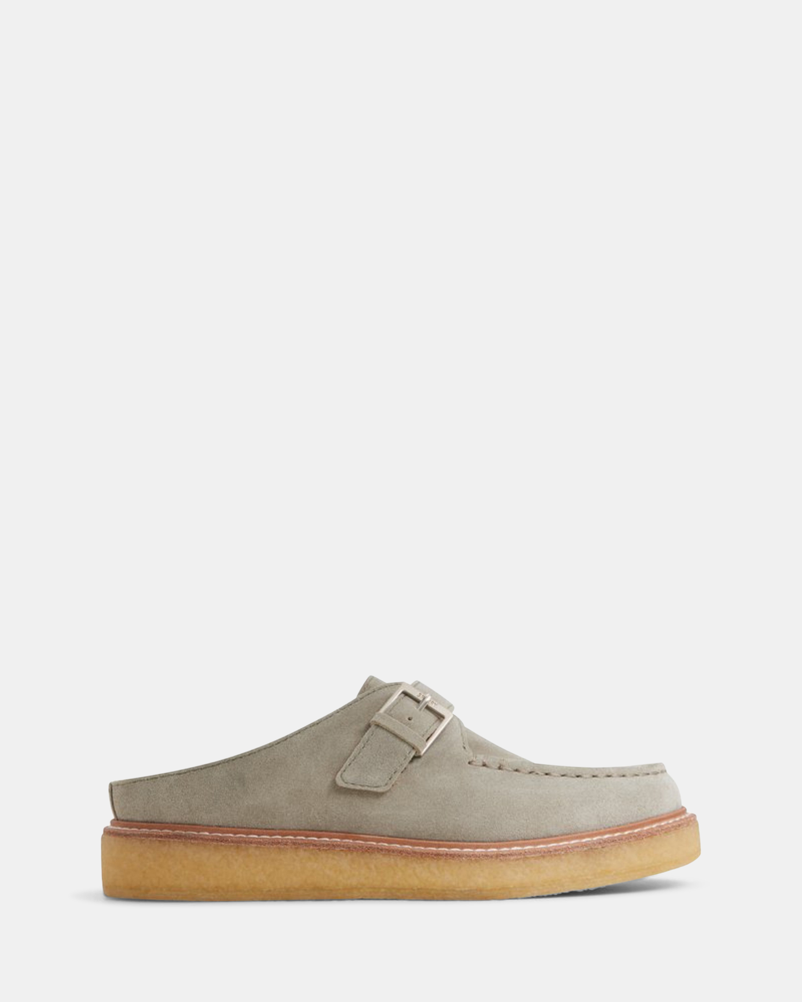 Captains Oxford Mule Leather Suede Silver Sage- Women's