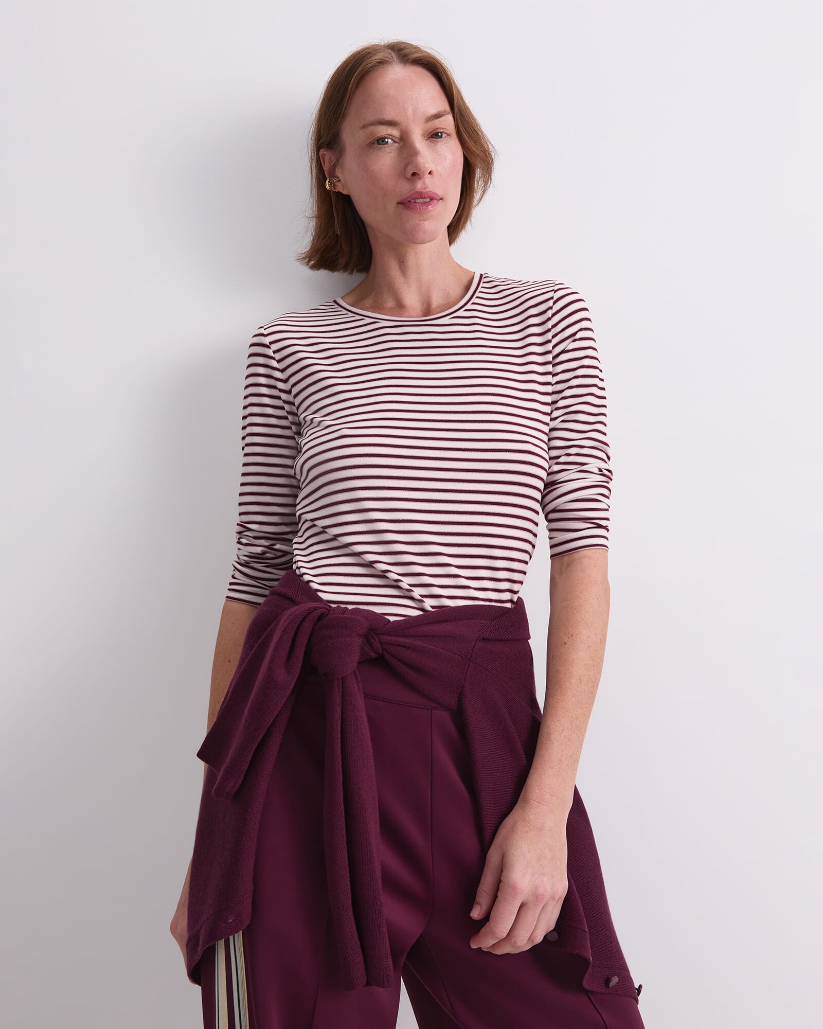 Stripe Lurex Long Sleeve Magic Tee