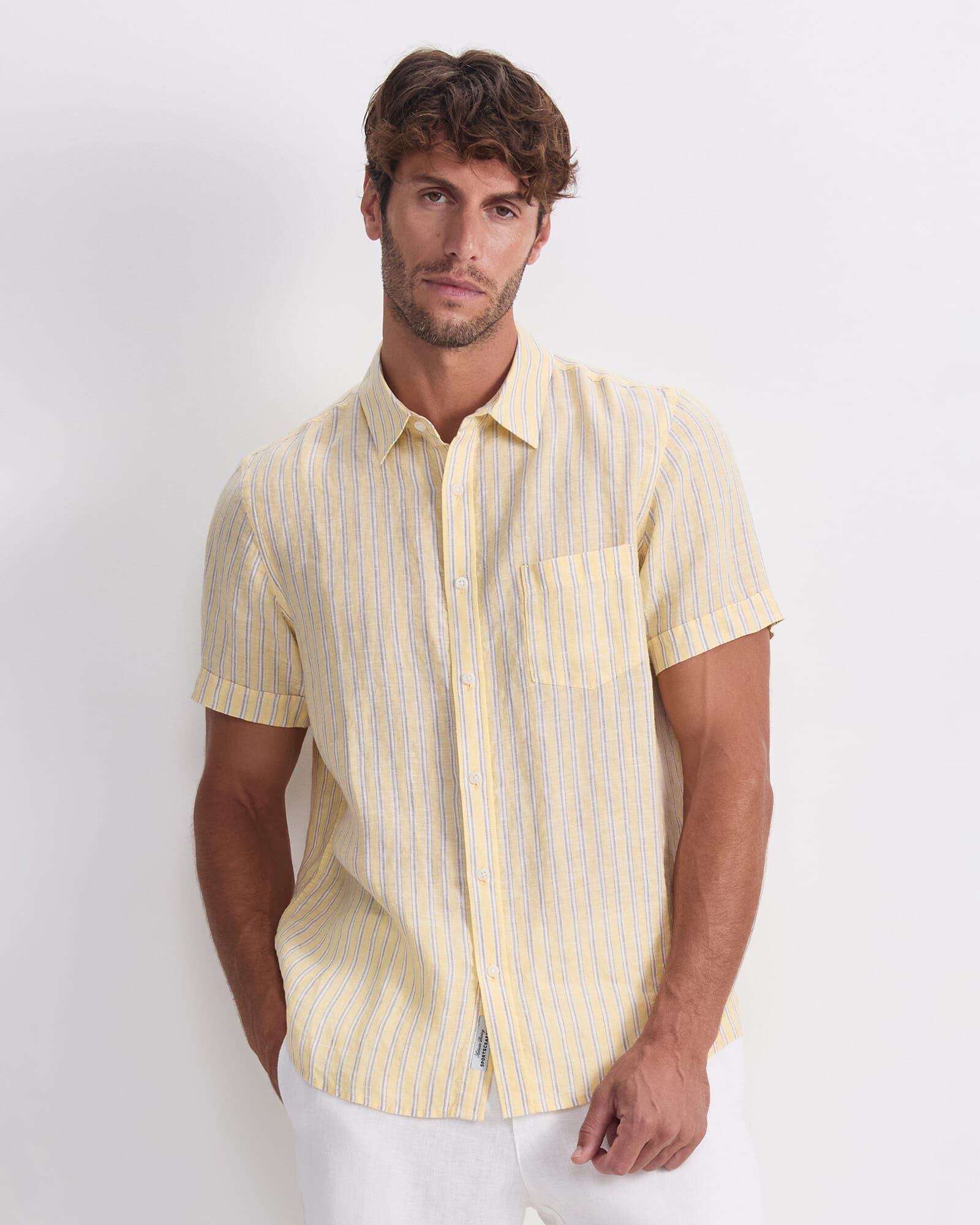 Stripe Short Sleeve Linen Shirt