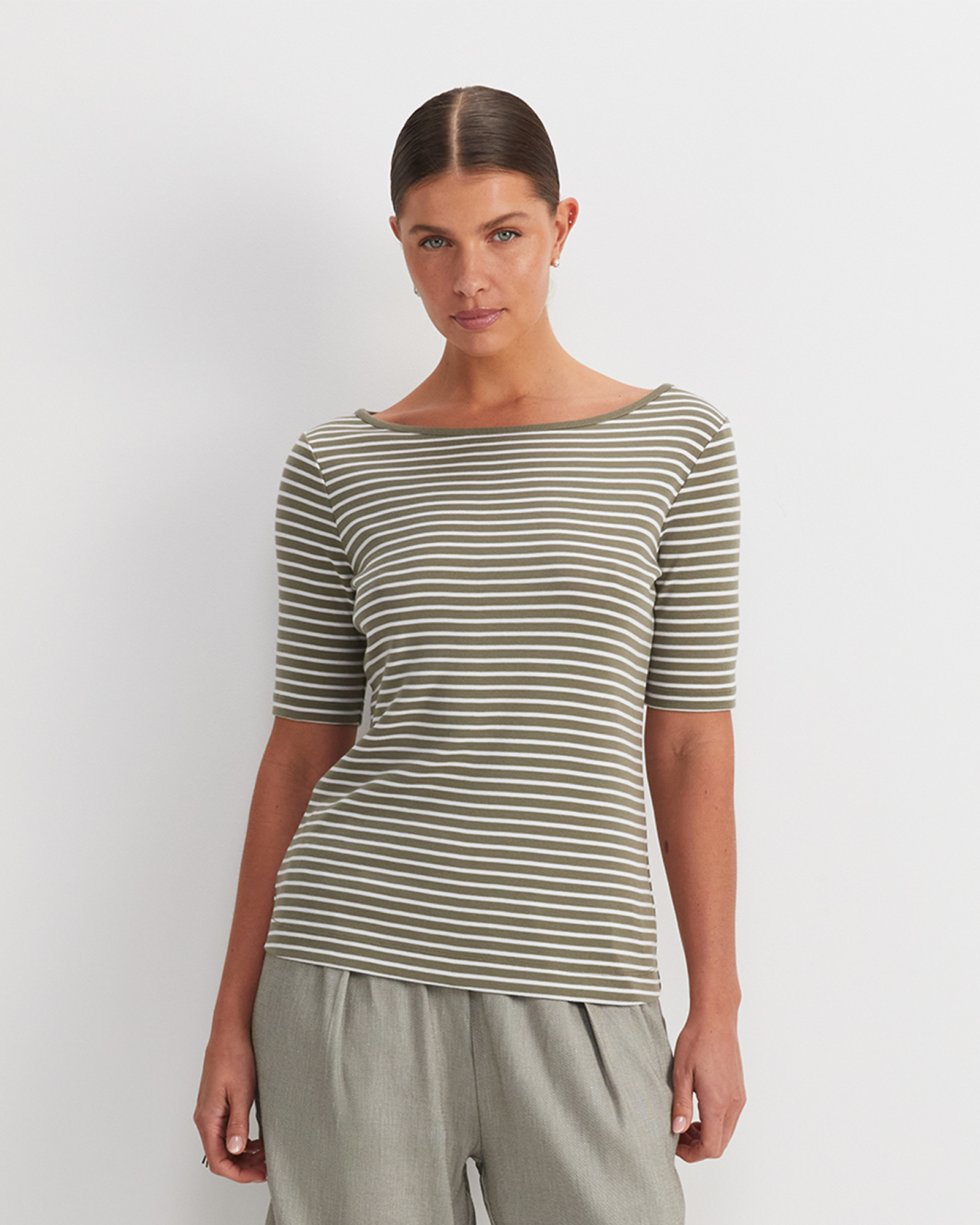 Heidi Boat Neck Half Sleeve Tee