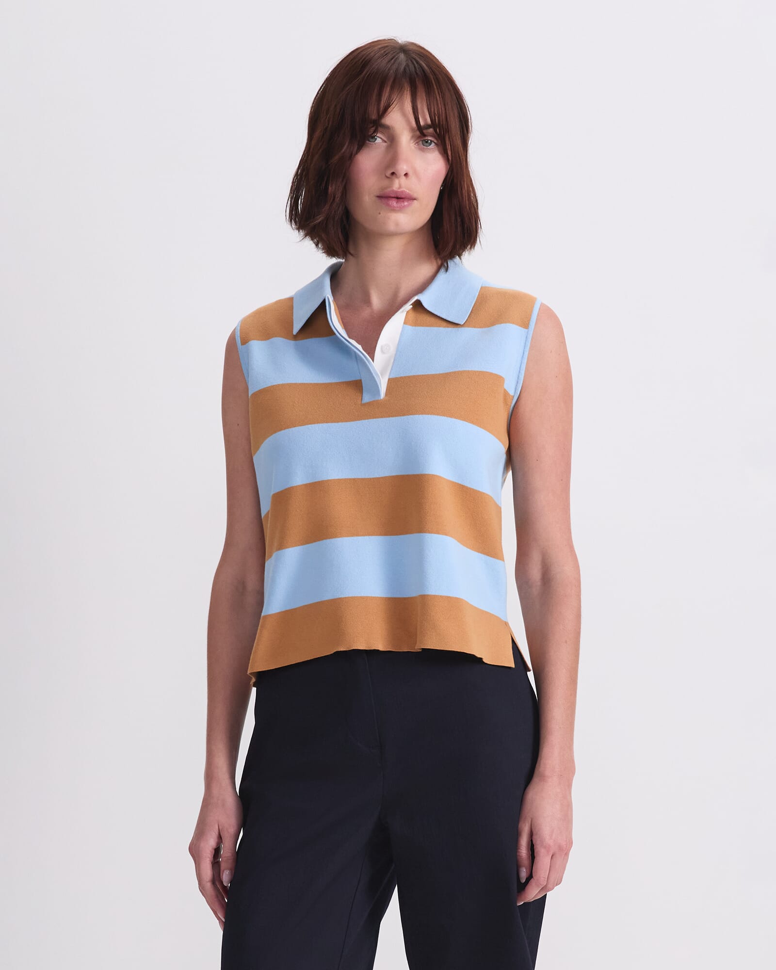 Knit Sleeveless Polo Tank