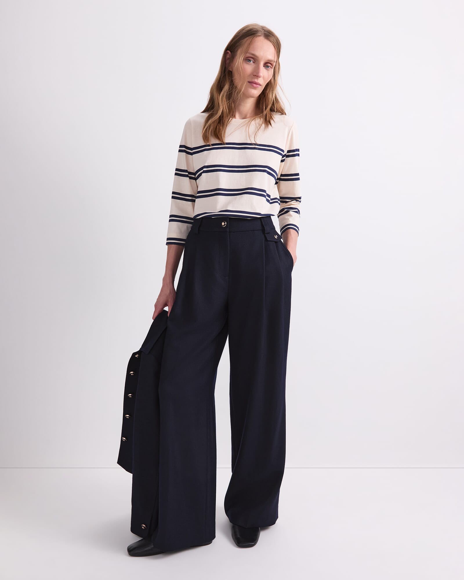 Stripe Half Sleeve Mercerised Tee