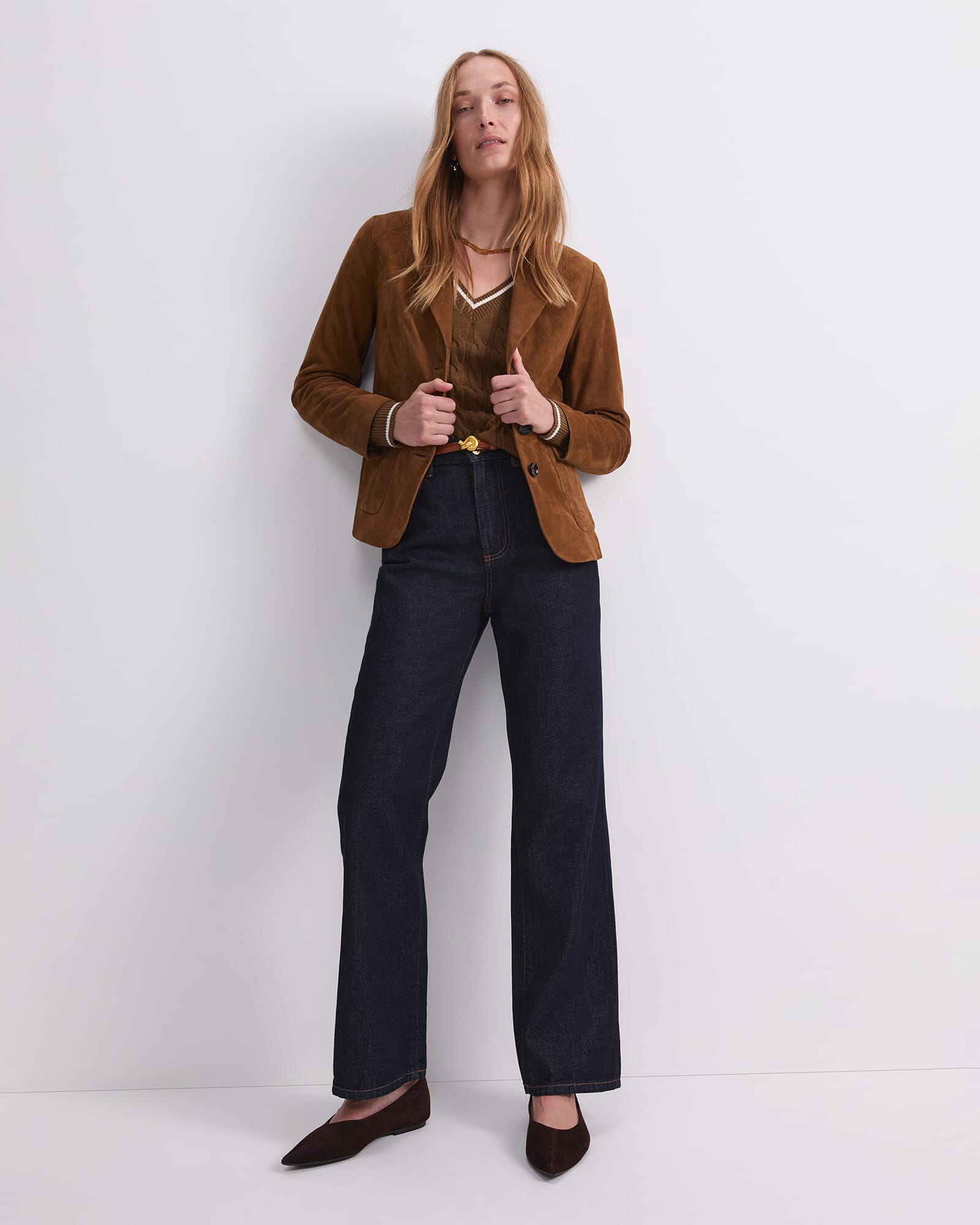 Merino Cable V Neck Sweater