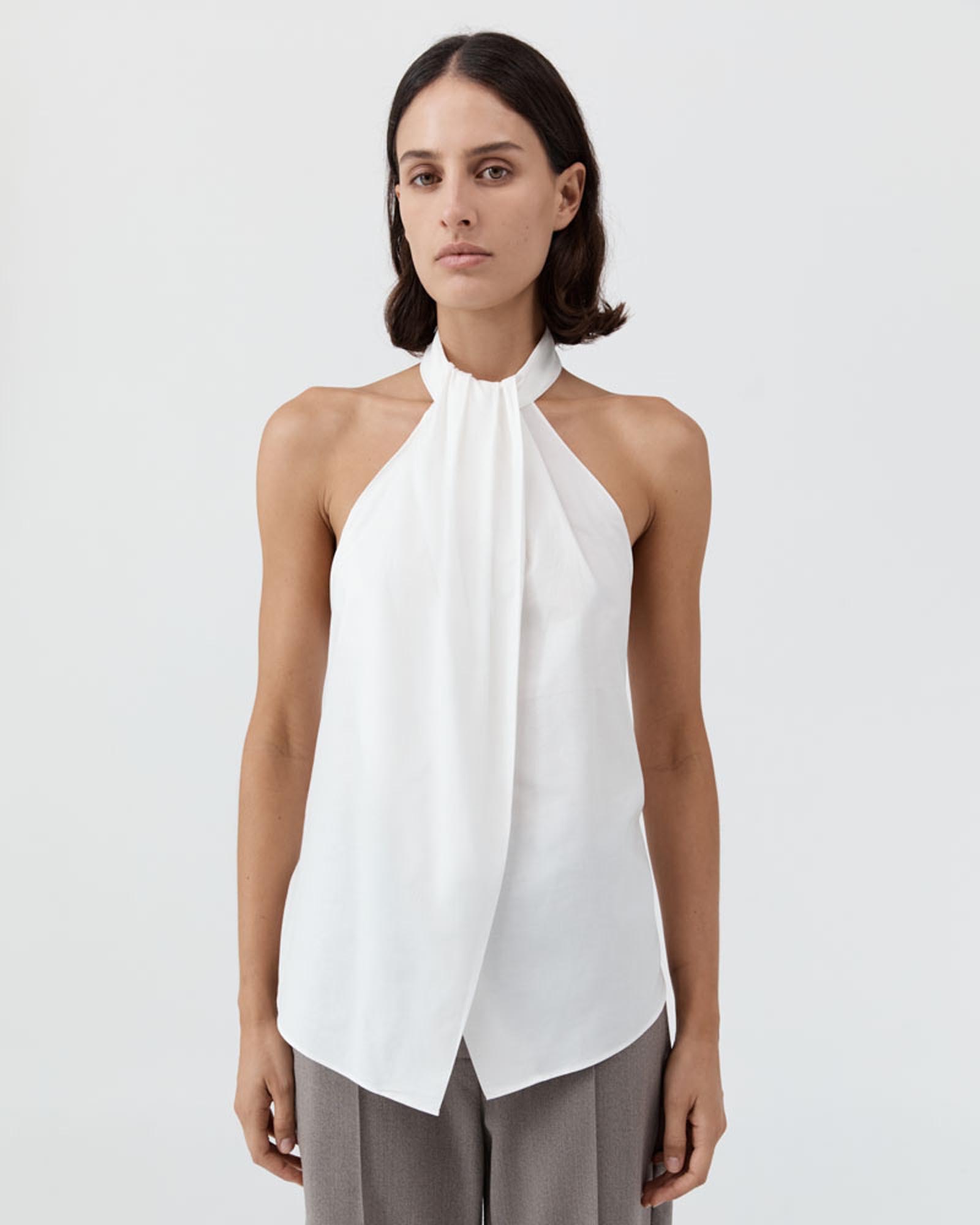 Oxford Halter Tie Back Top