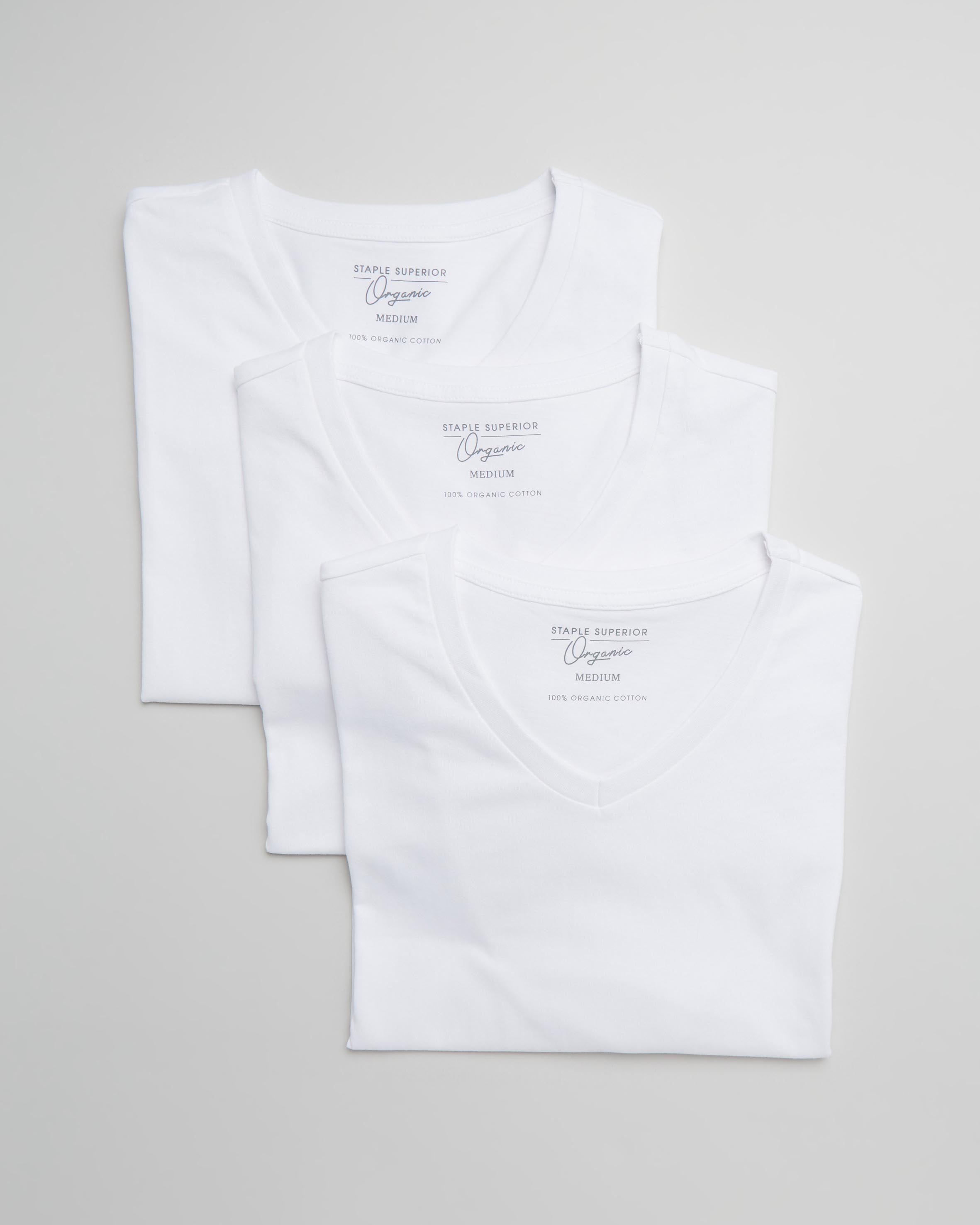 3-Pack Organic Basic V Neck Tee