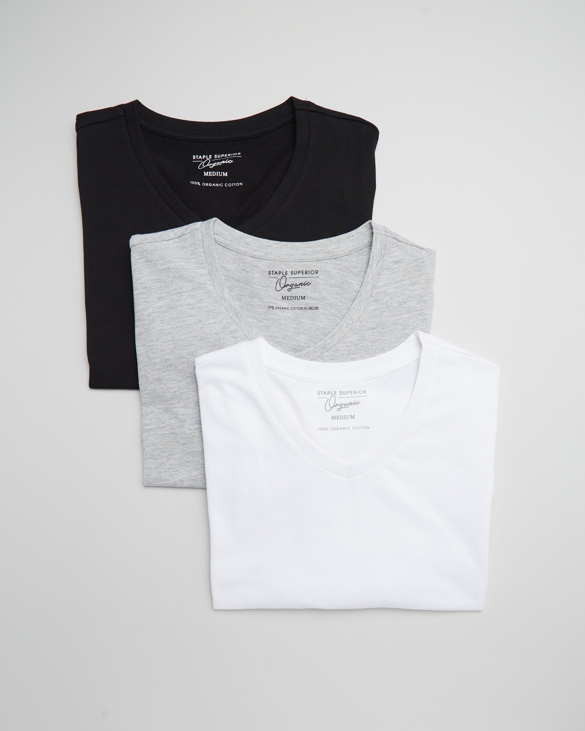3-Pack Organic Basic V Neck Tee