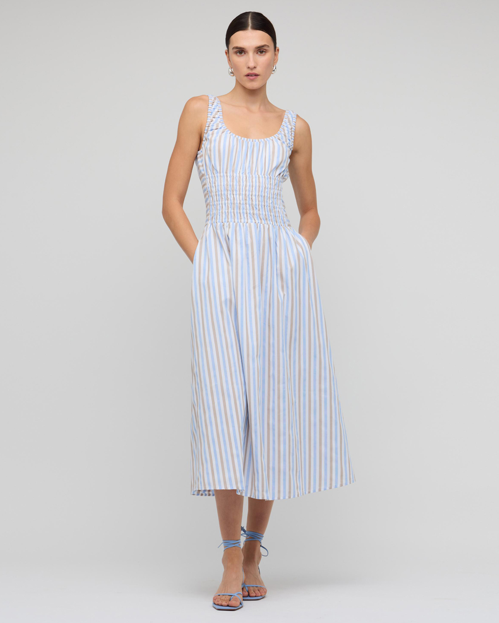Marcella Shirred Midi Dress